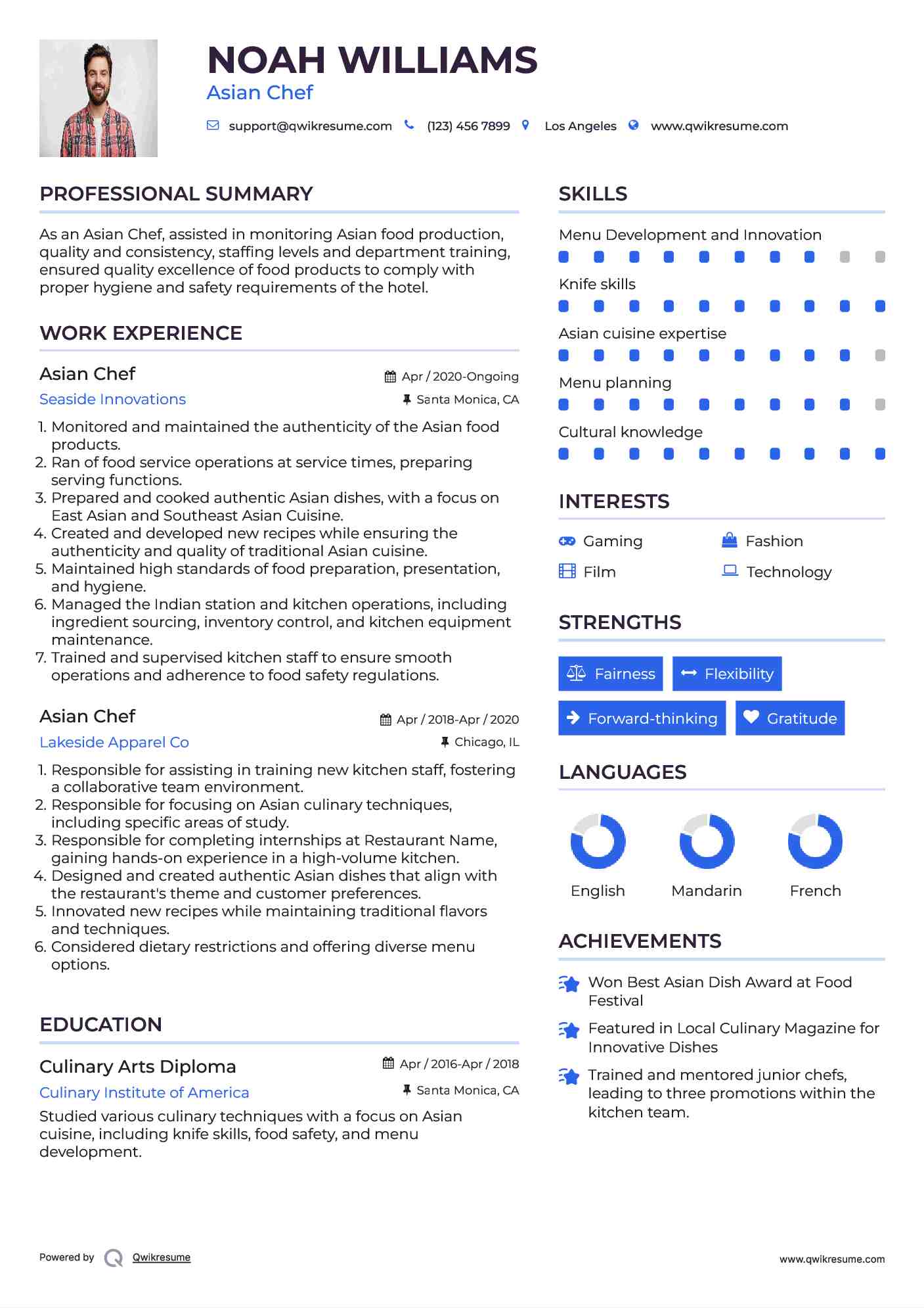 Asian Chef Resume Template