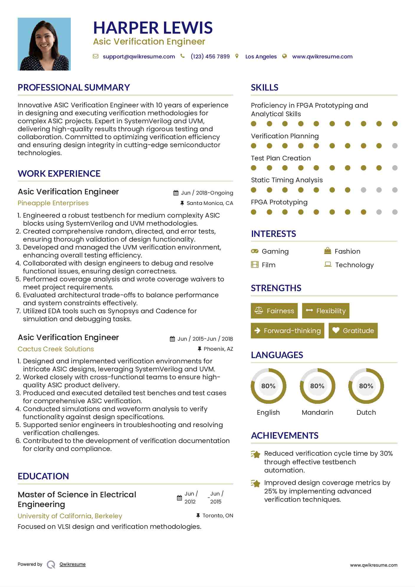 Asic Verification Engineer Resume Format