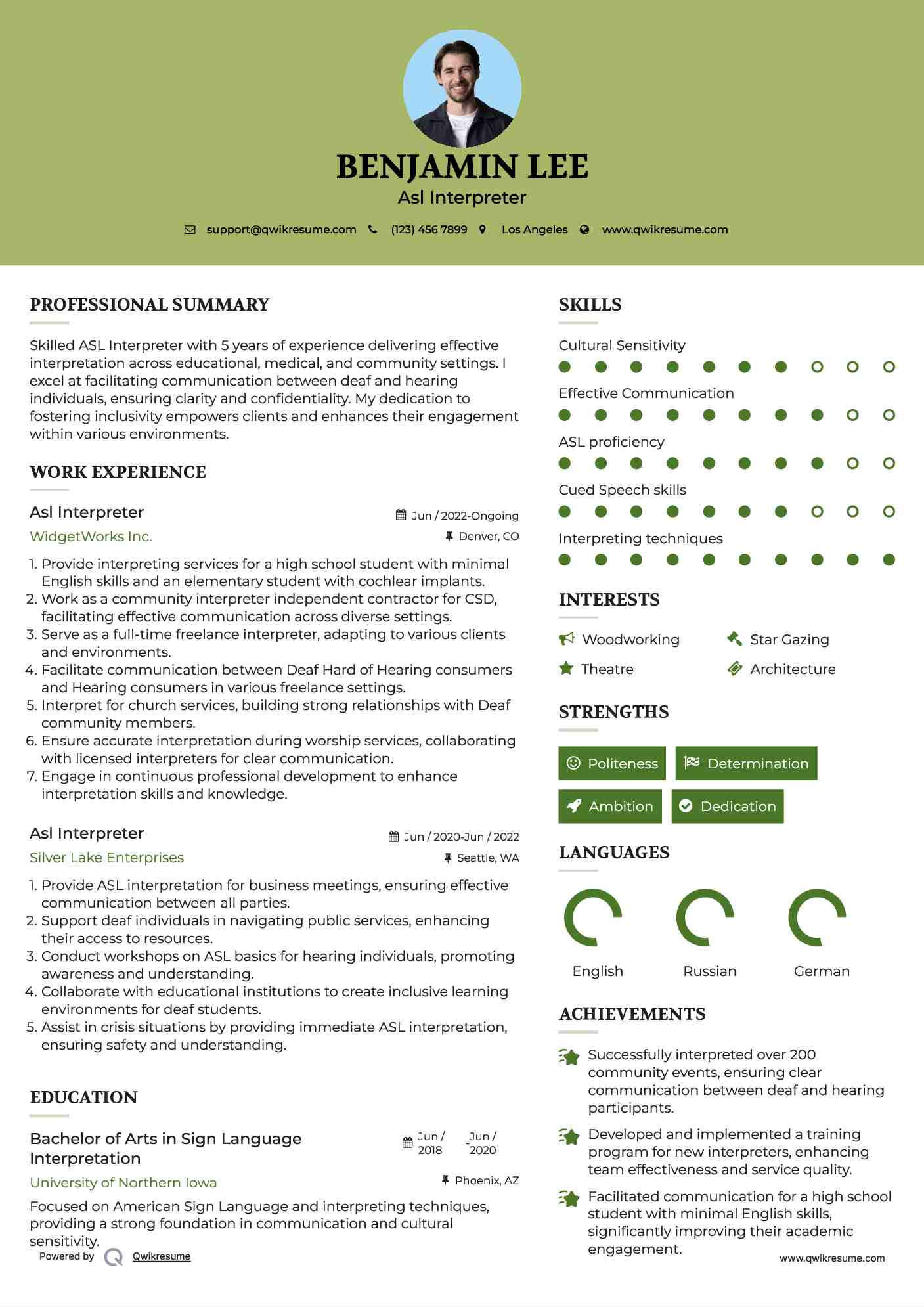Asl Interpreter Resume Sample