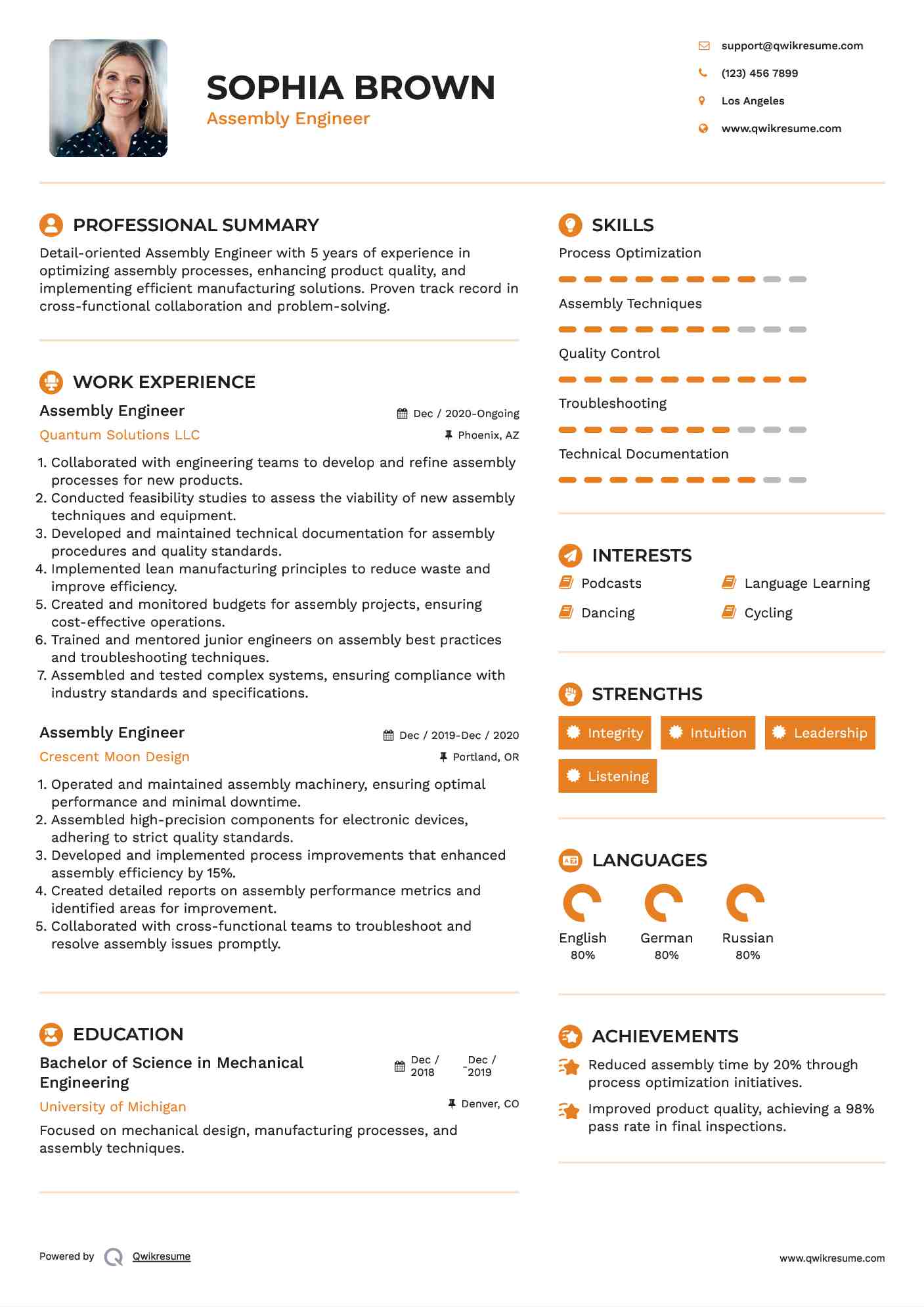 Assembly Engineer Resume Model