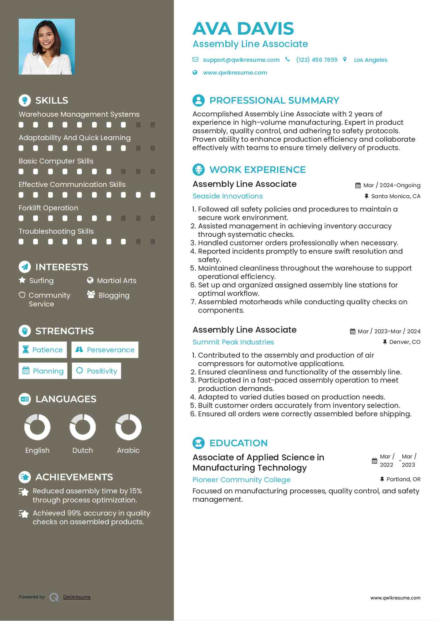 Assembly Line Associate Resume Format