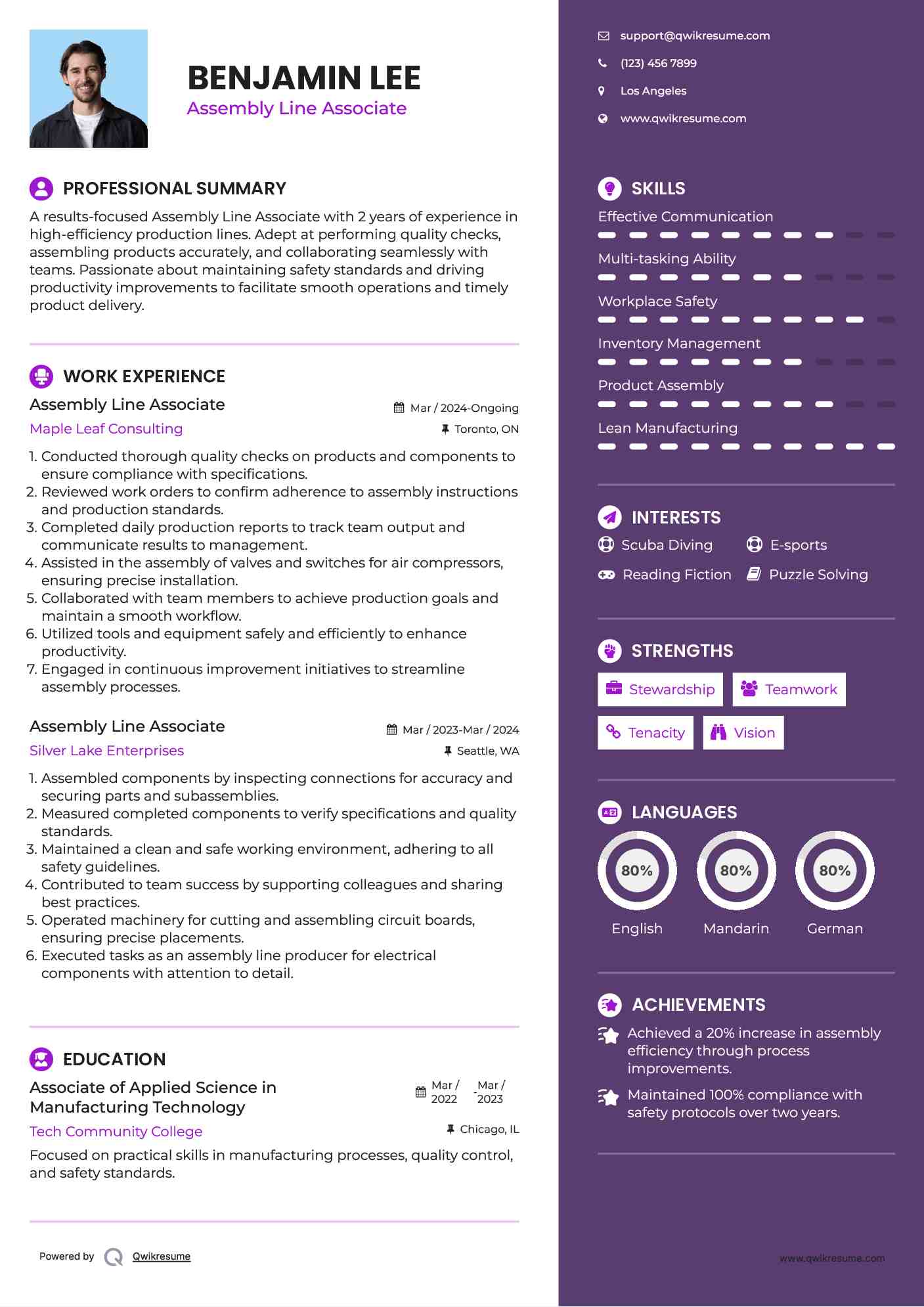 Assembly Line Associate Resume Format