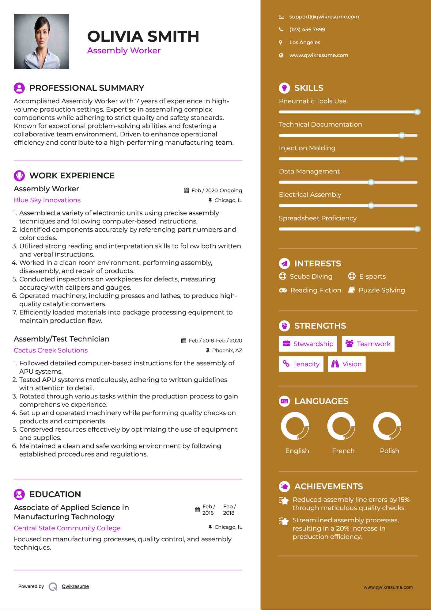 Assembly Worker Resume Format
