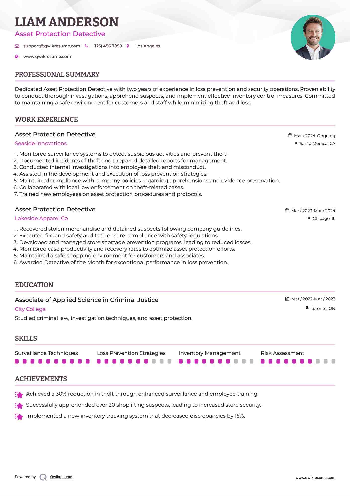 Asset Protection Detective Resume Format