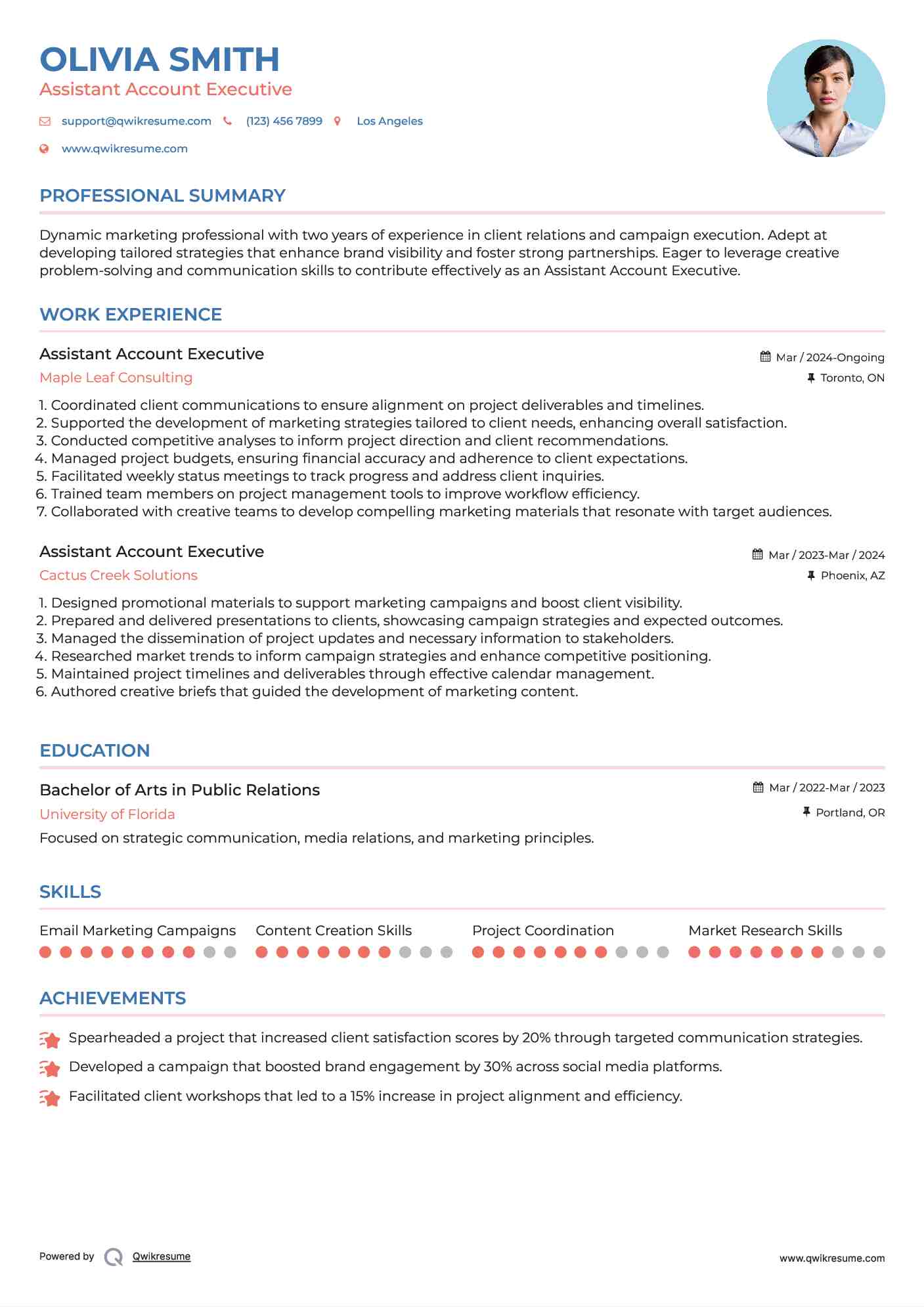 Assistant Account Executive Resume Template