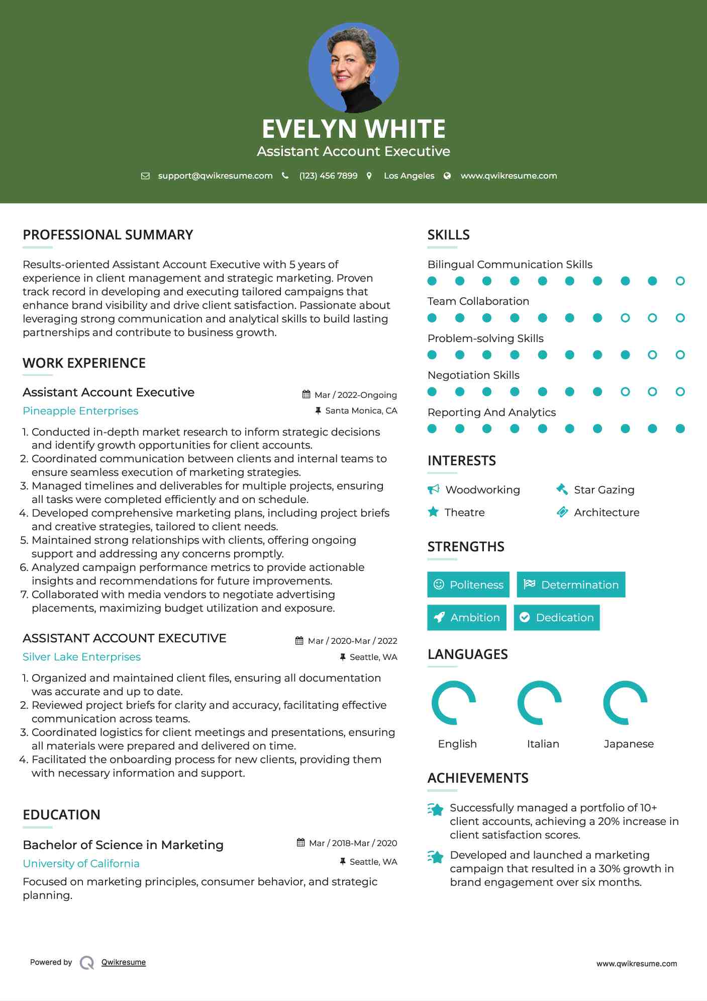 Assistant Account Executive Resume Template