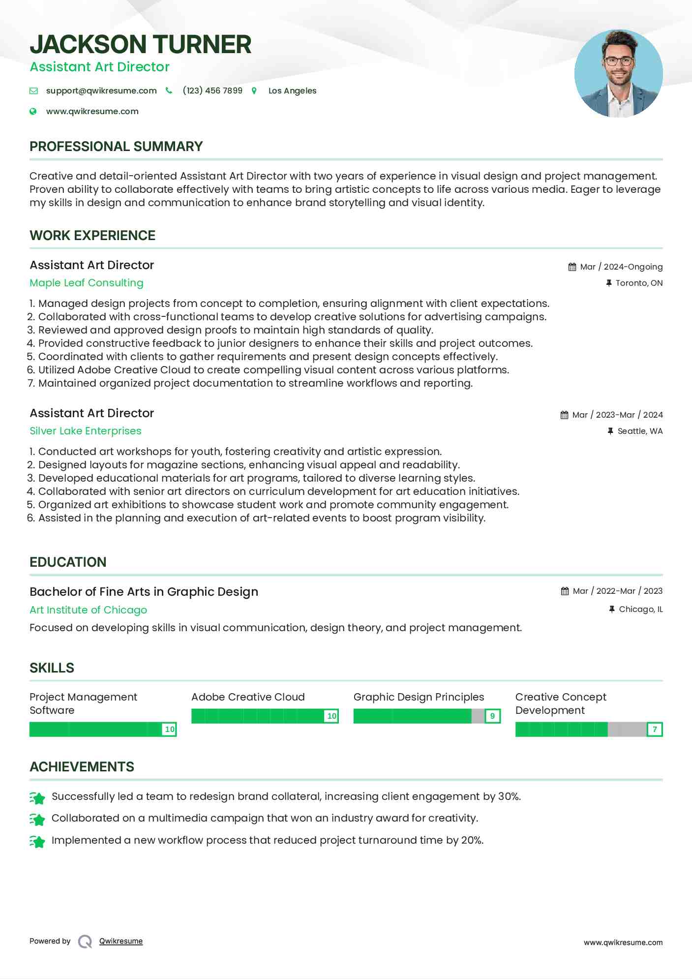 Assistant Art Director Resume Format