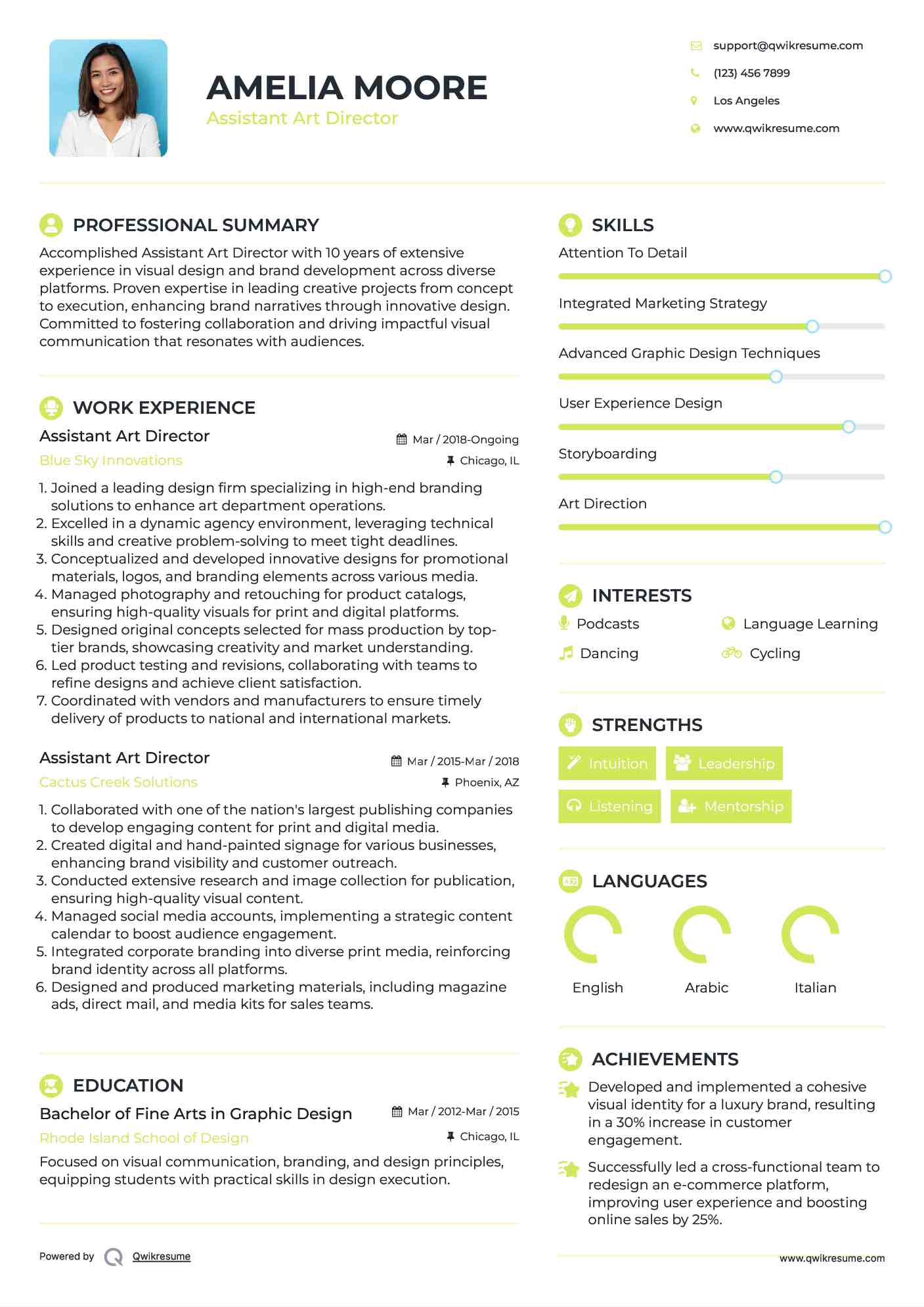 Assistant Art Director Resume Format