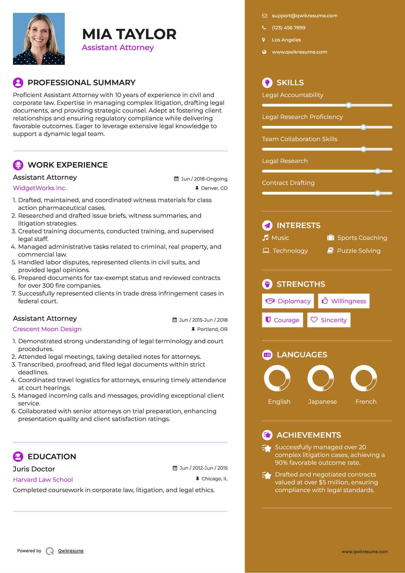 Assistant Attorney Resume Model