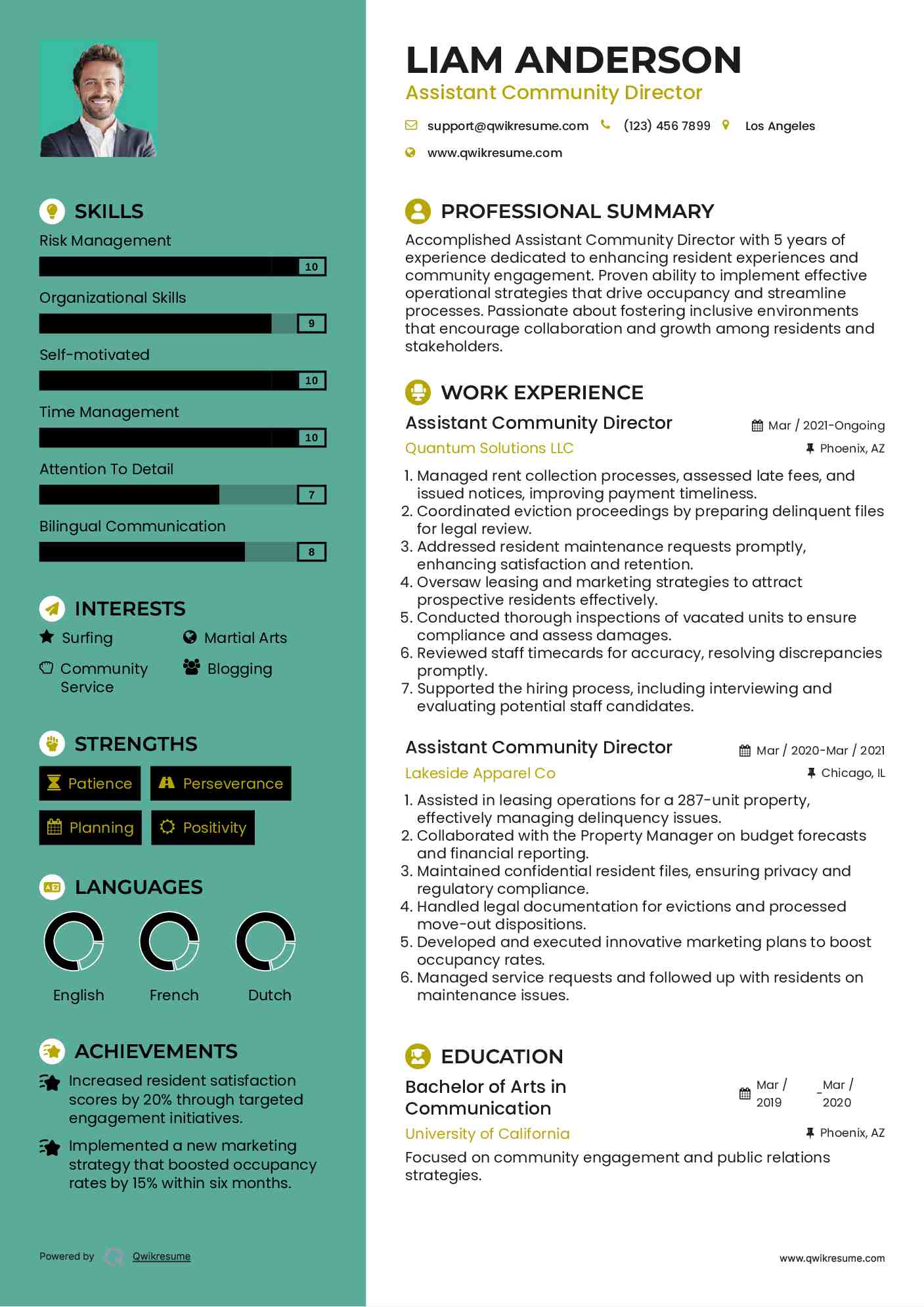 Assistant Community Director Resume Template