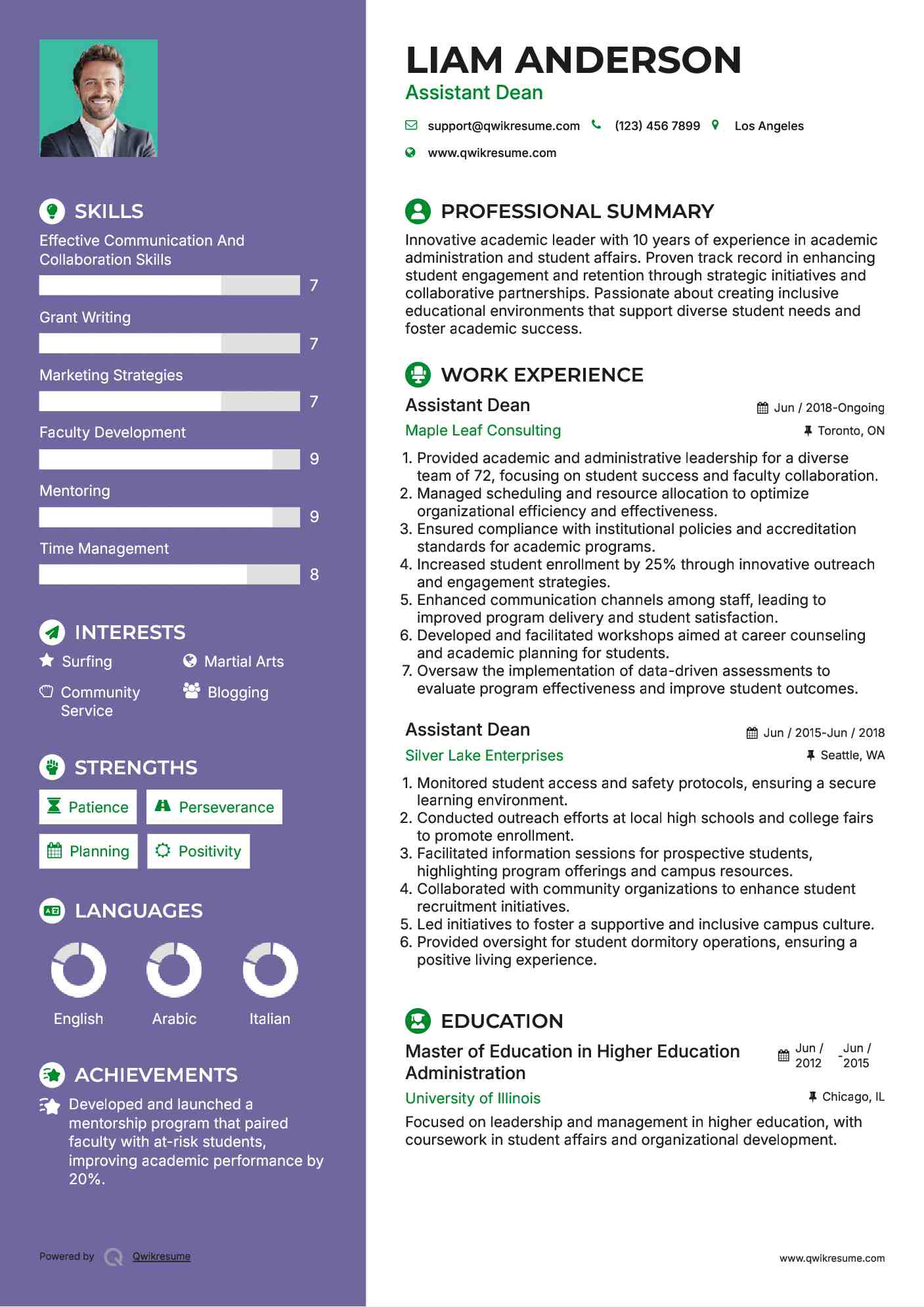 Assistant Dean Resume Model