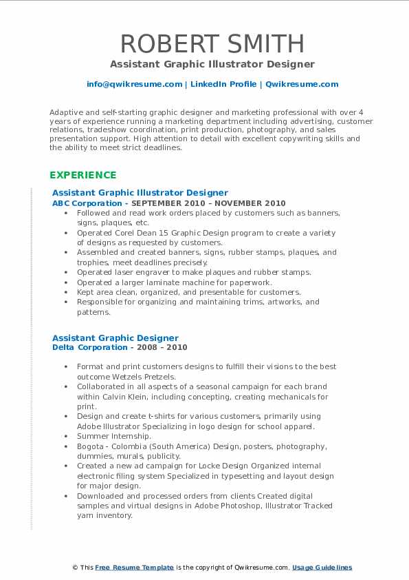 Assistant Graphic Designer Resume Samples Qwikresume