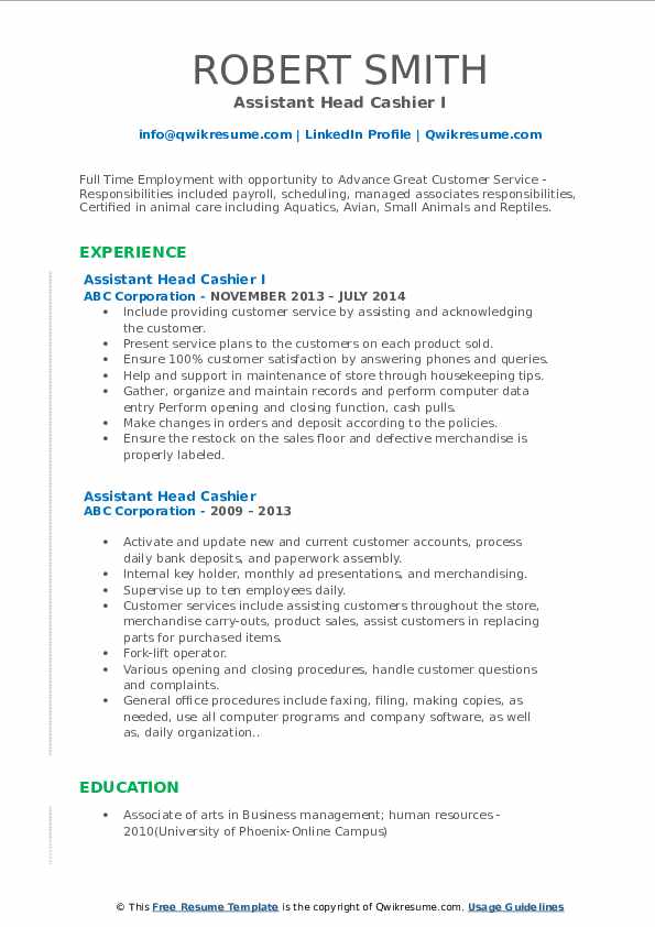assistant head cashier resume samples qwikresume assistant controller assistant cashier job description