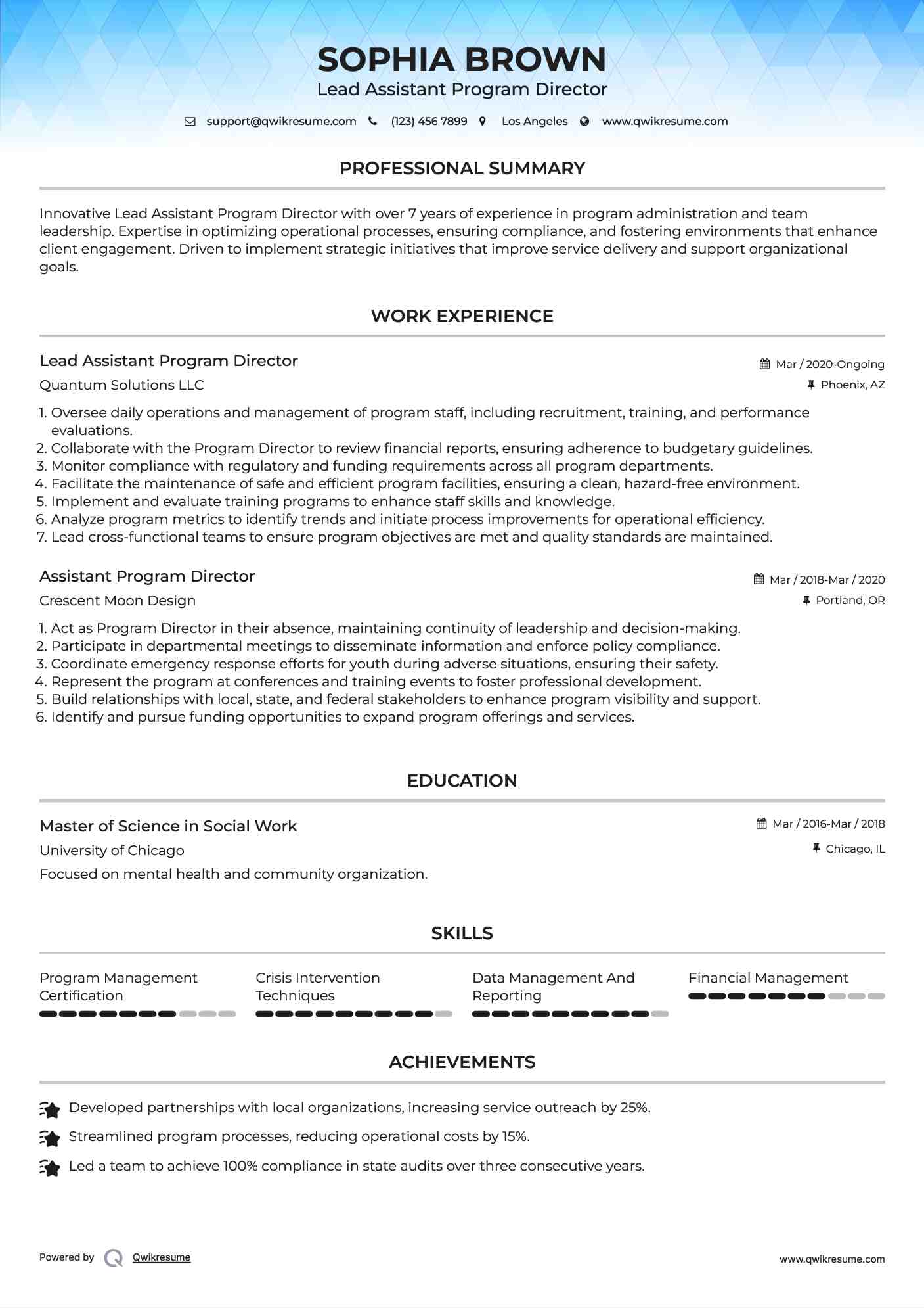 assistant program director resume samples qwikresume program assistant resumes