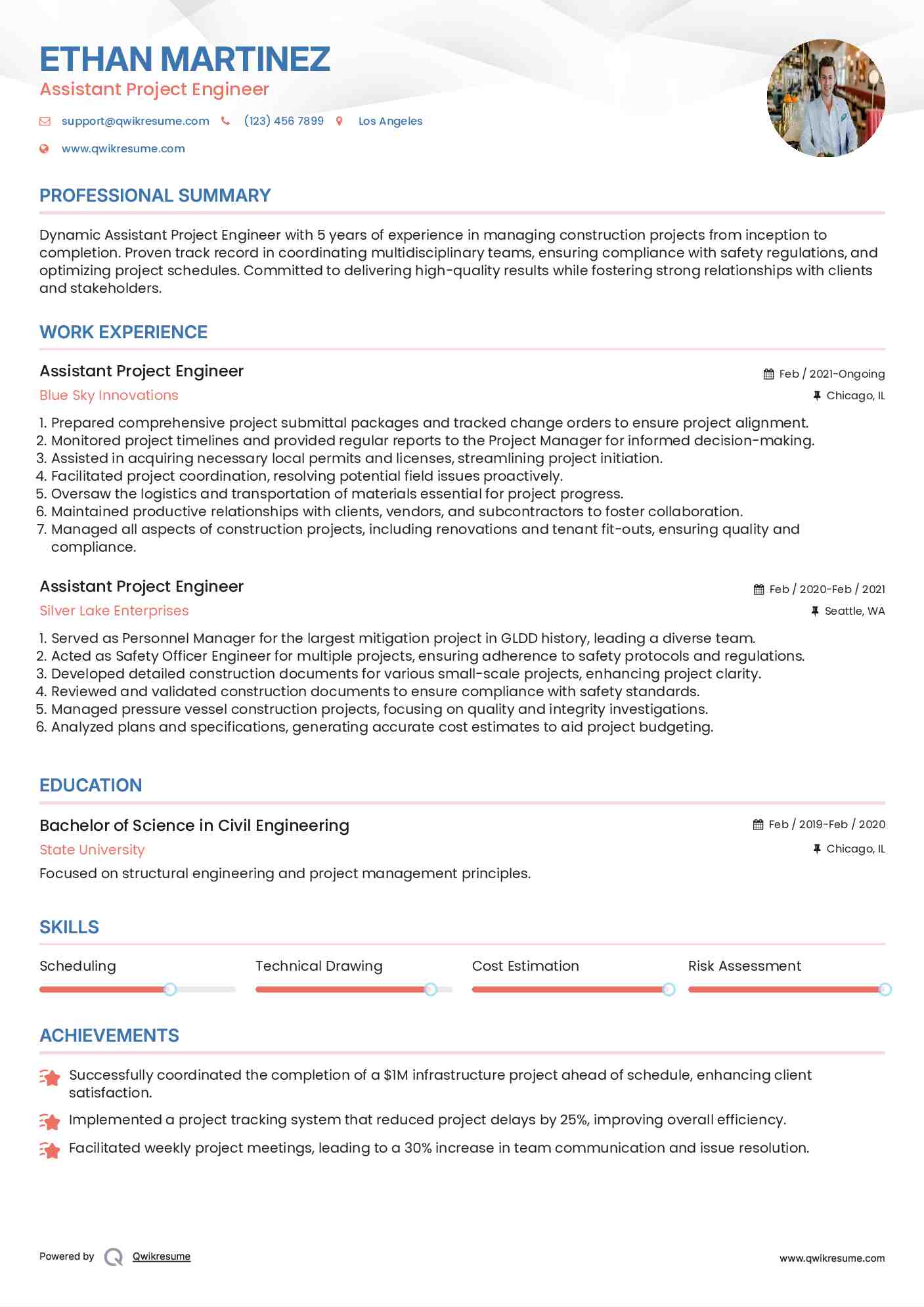 Assistant Project Engineer Resume Format