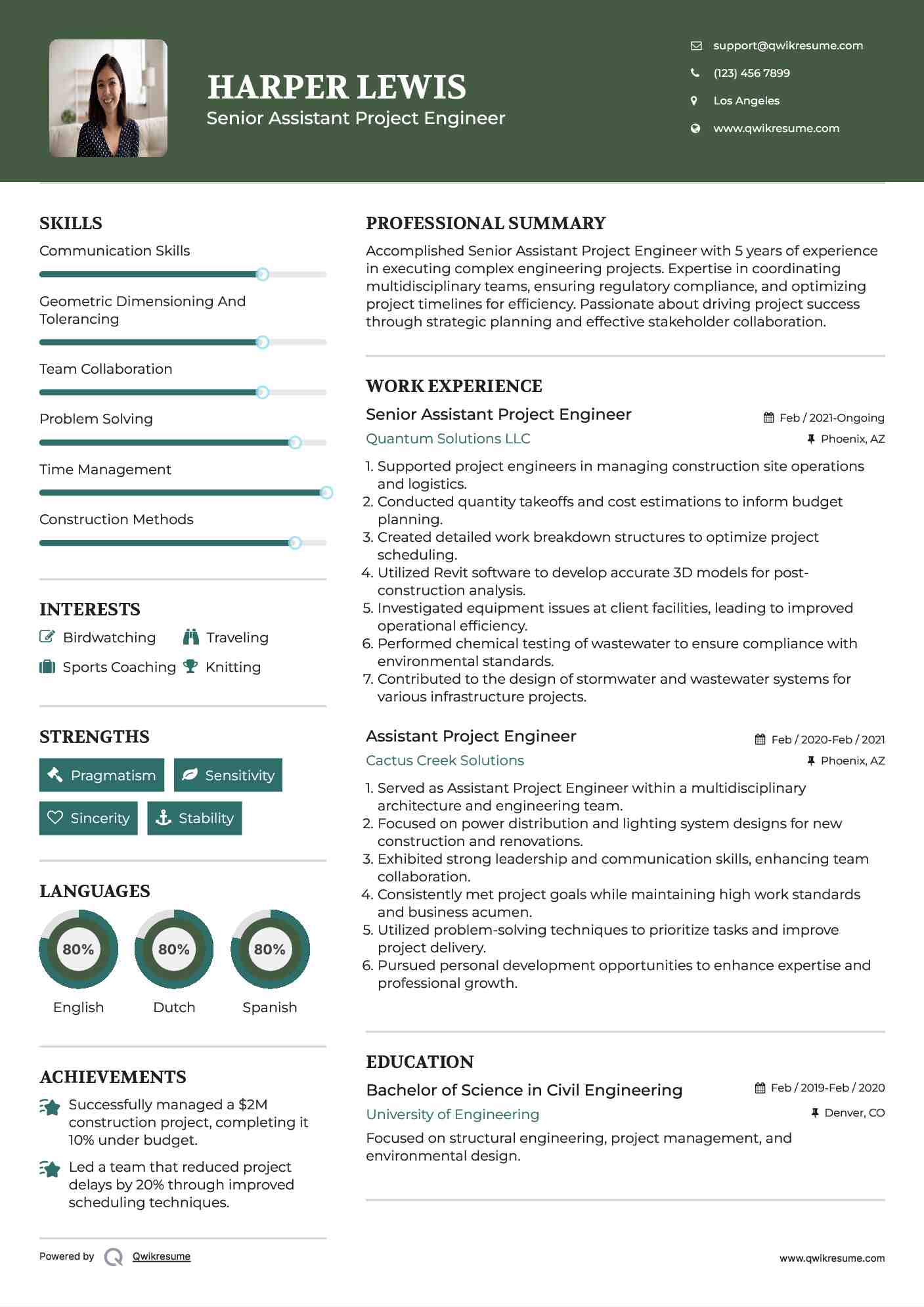 Senior Assistant Project Engineer Resume Template