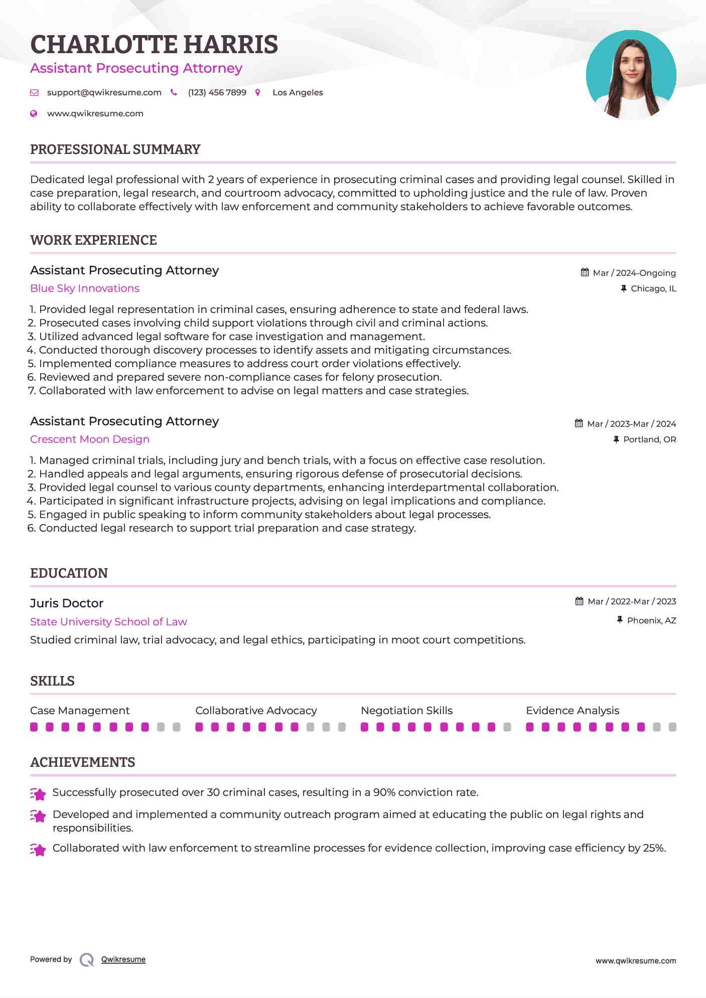 Assistant Prosecuting Attorney Resume Model