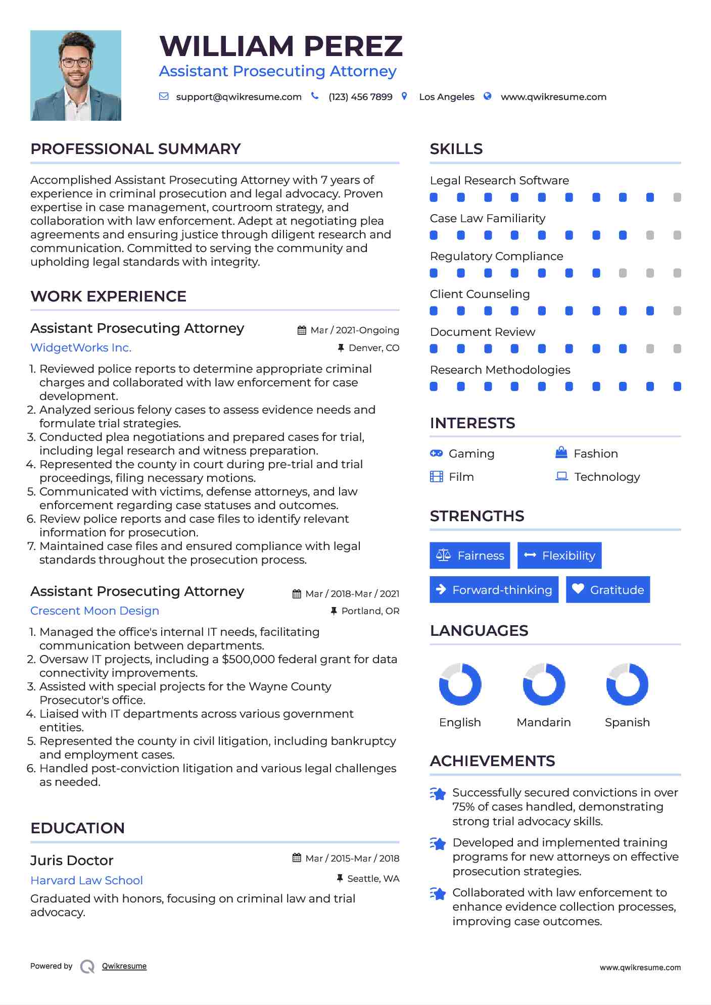 Assistant Prosecuting Attorney Resume Model
