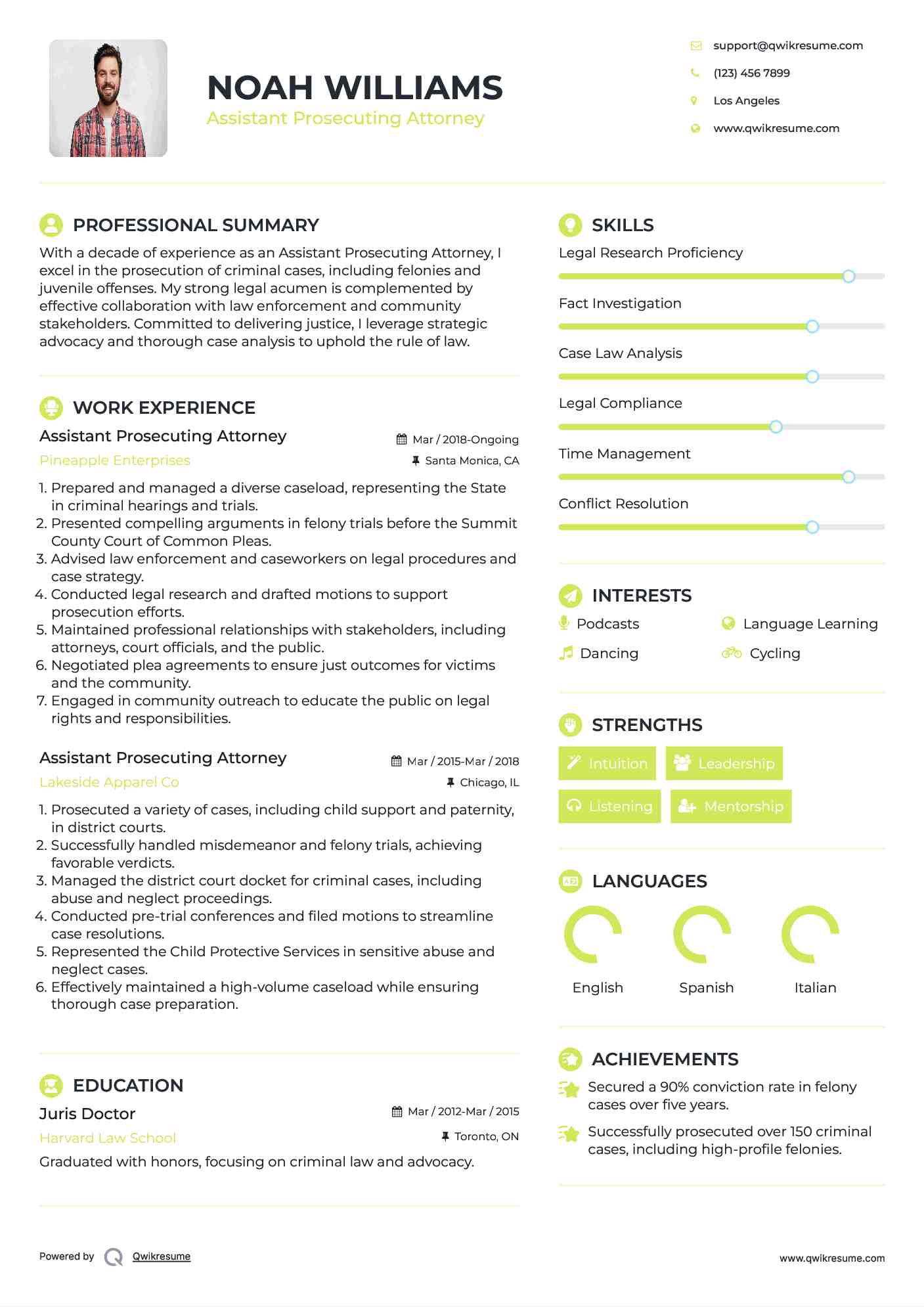 Assistant Prosecuting Attorney Resume Format