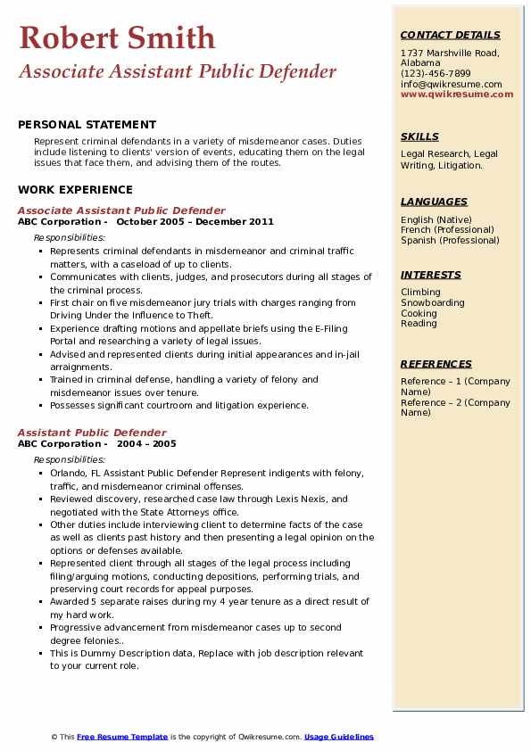 Assistant Public Defender Resume Samples QwikResume