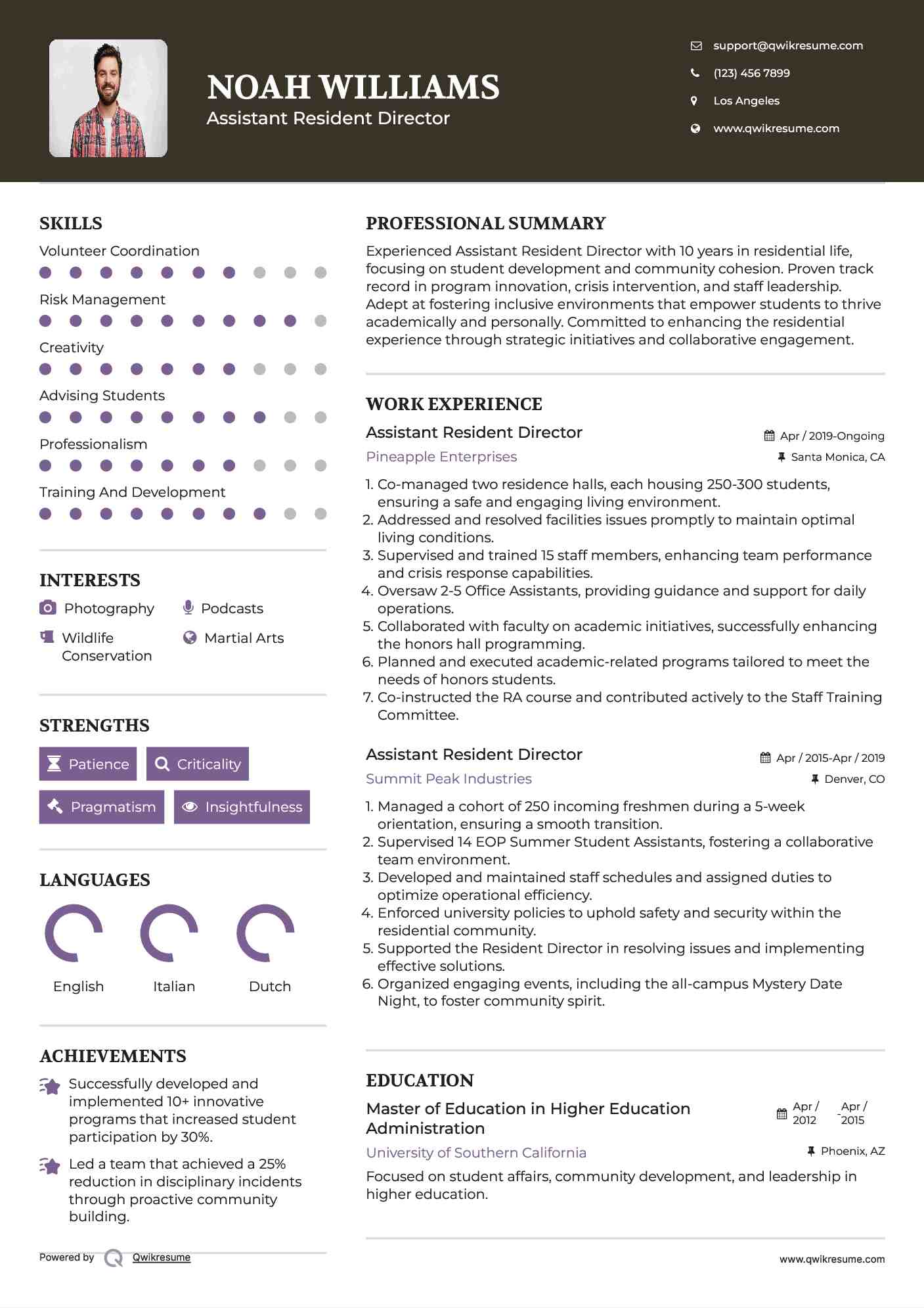 Assistant Resident Director Resume - Assistant Resident Director 1610816515 Pdf 