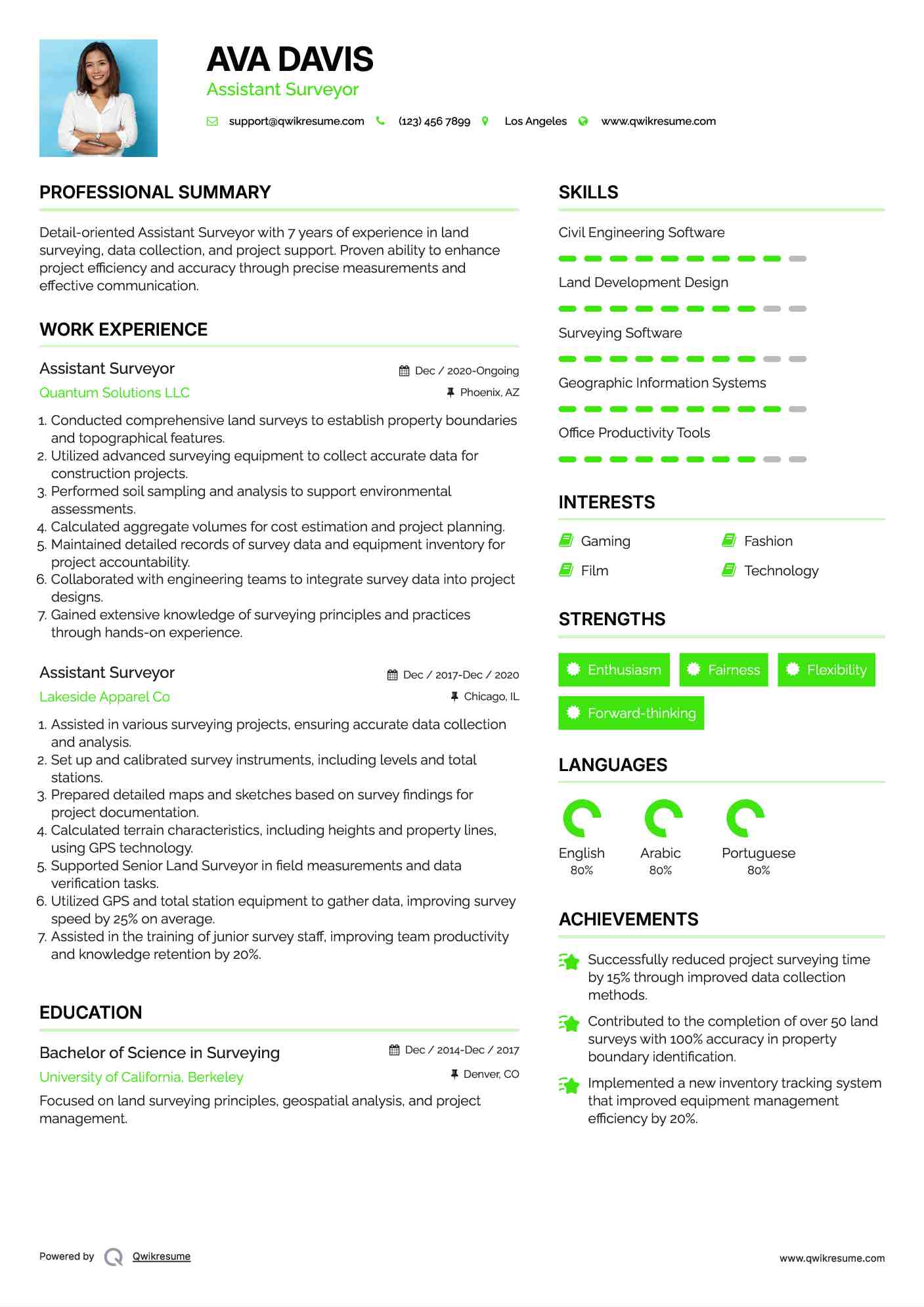 Assistant Surveyor Resume Format