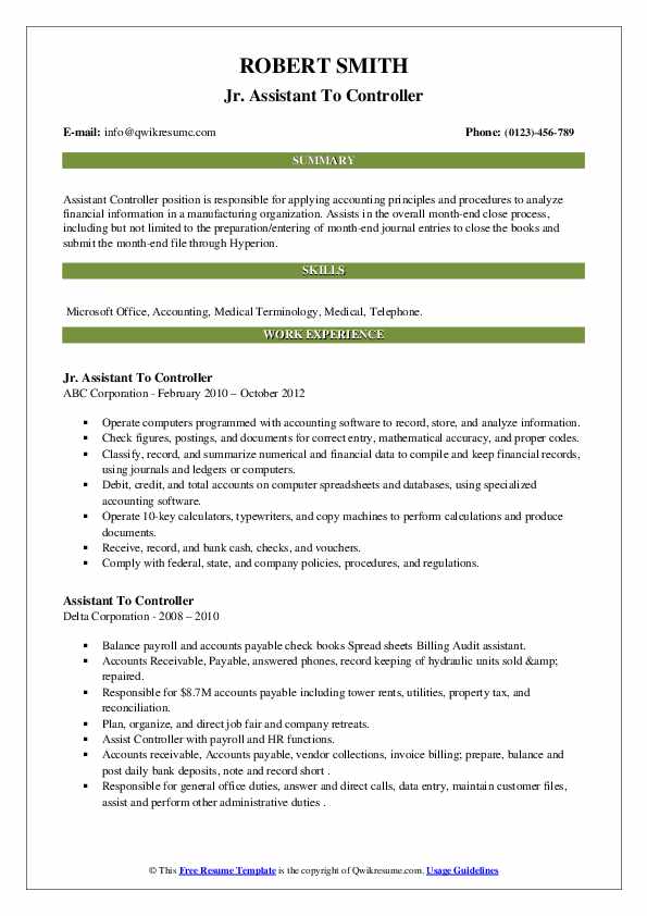 Assistant To Controller Resume - Assistant To Controller 1580707394 Pdf 