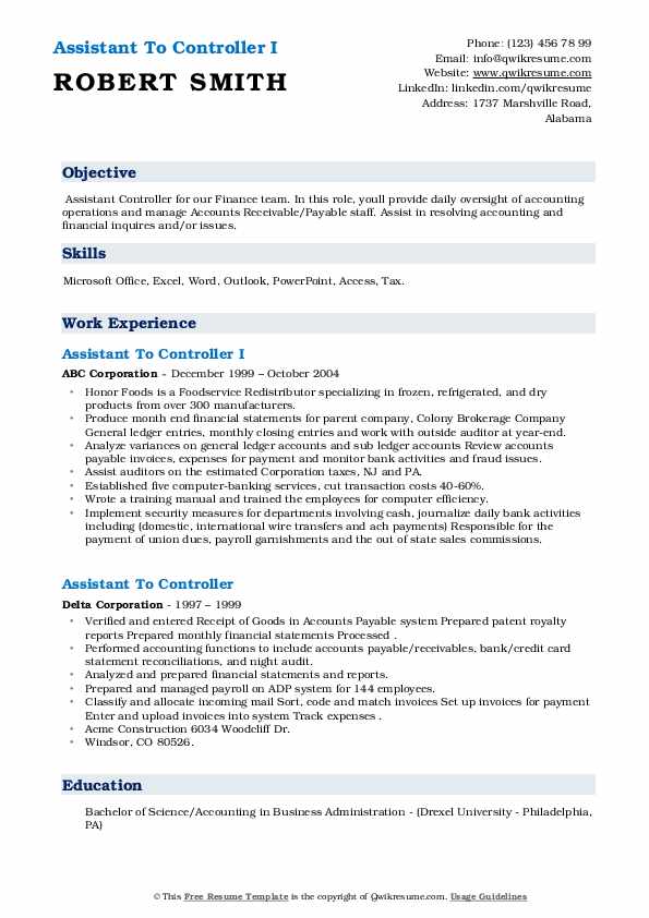 Assistant To Controller Resume - Assistant To Controller 1580708247 Pdf 