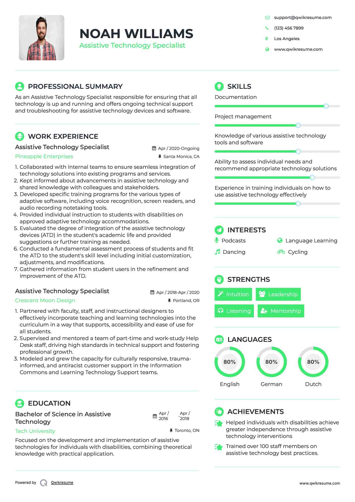 Assistive Technology Specialist Resume Example
