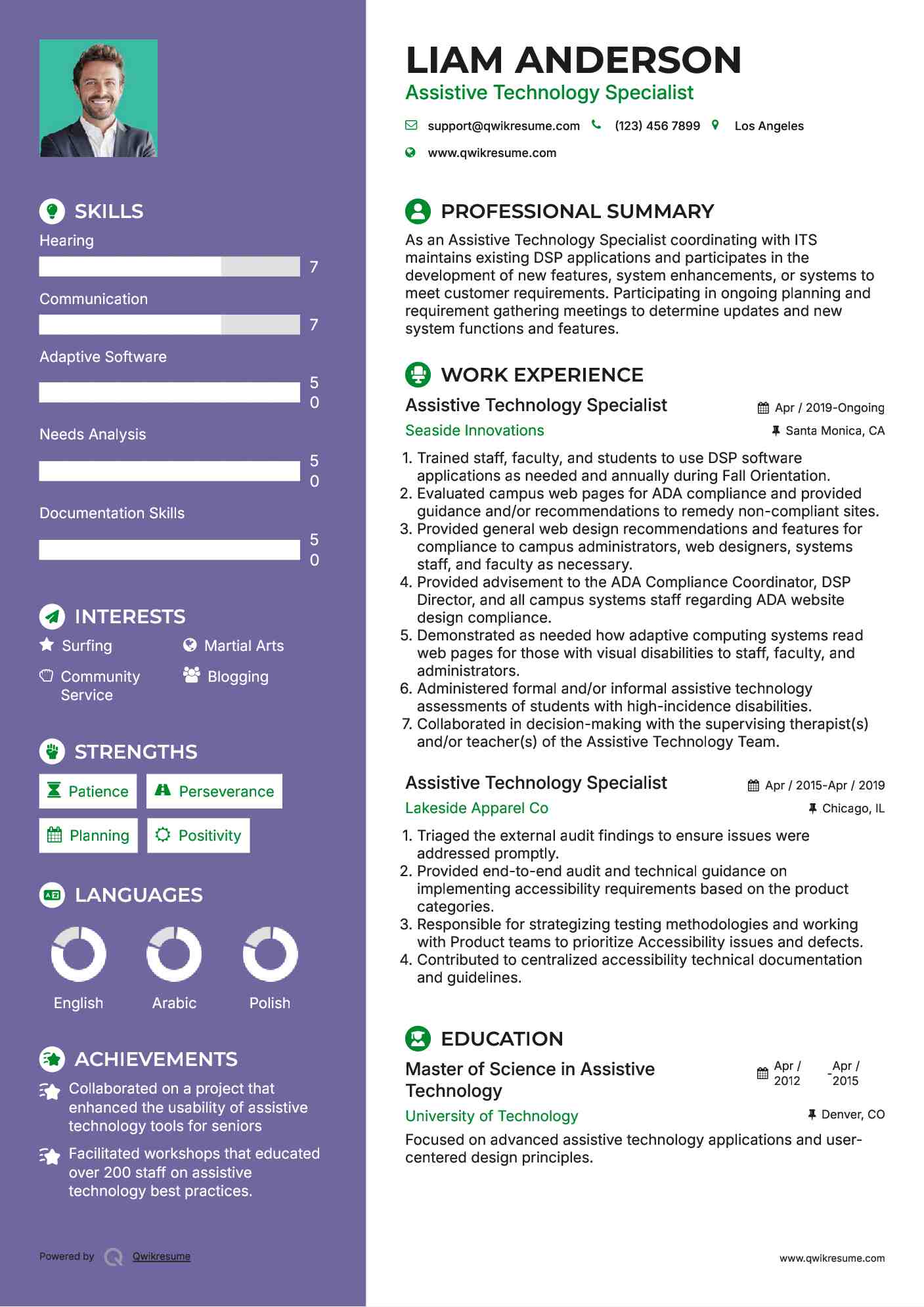 Assistive Technology Specialist Resume Template