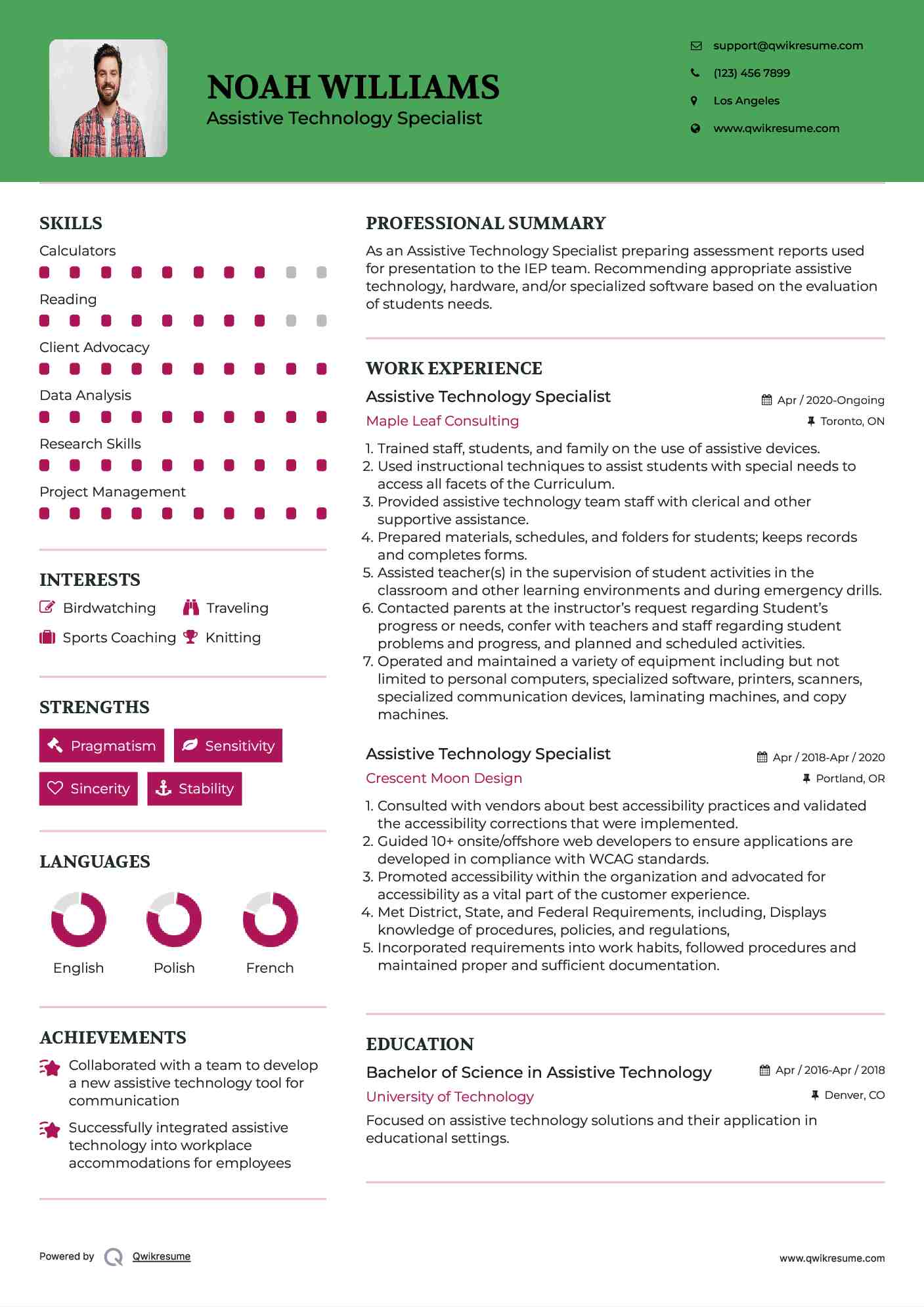 Assistive Technology Specialist Resume Template