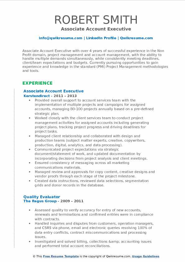 resume for accounts executive