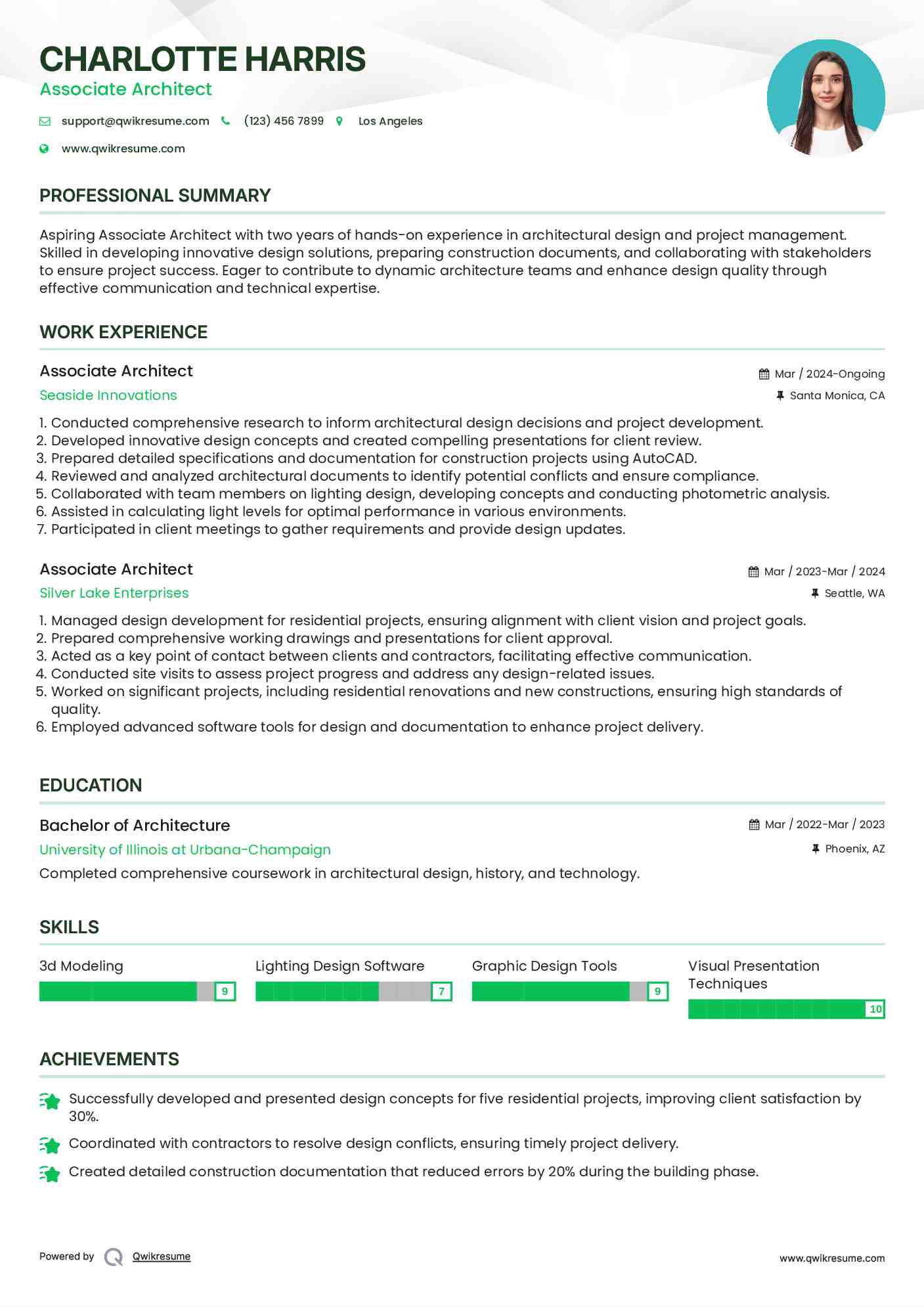 Associate Architect Resume Example