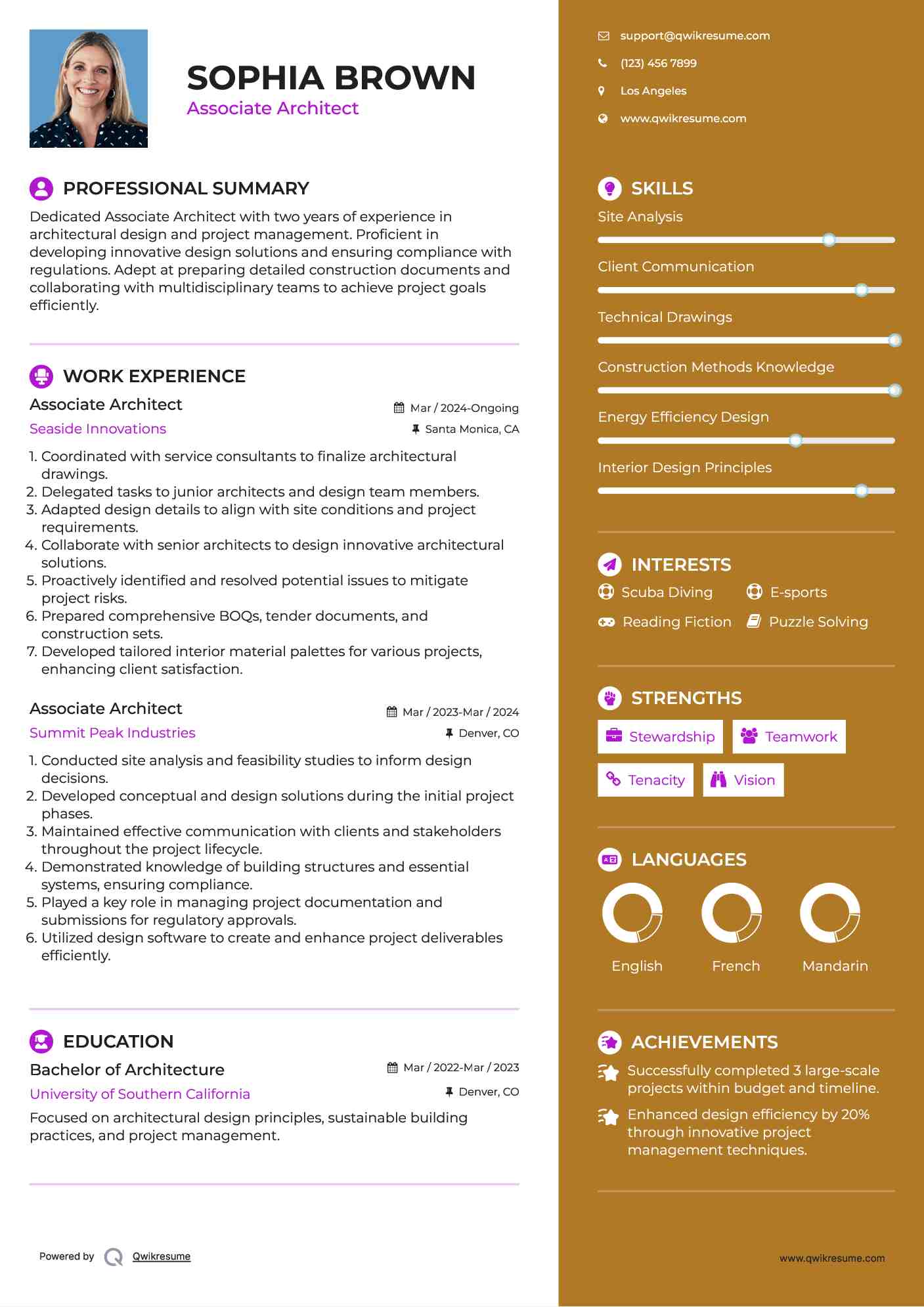 Associate Architect Resume Samples QwikResume