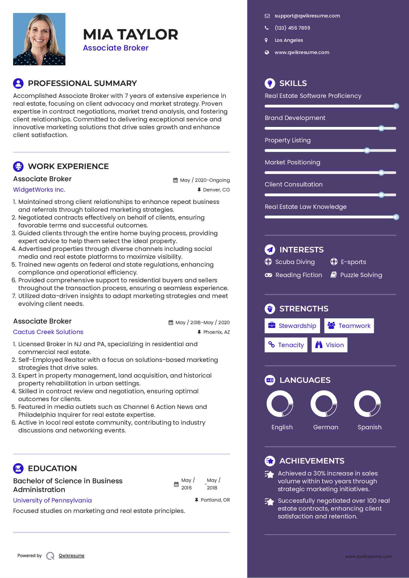 Associate Broker Resume Template