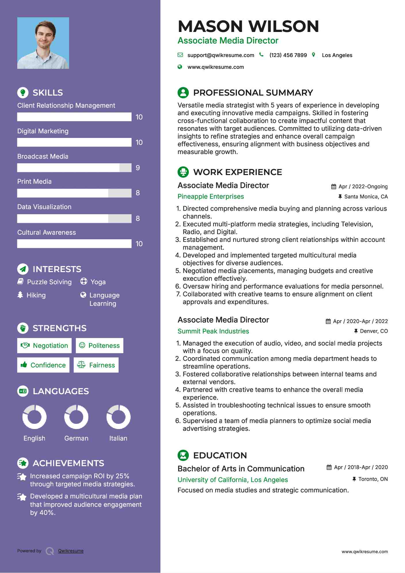 Associate Media Director Resume Format