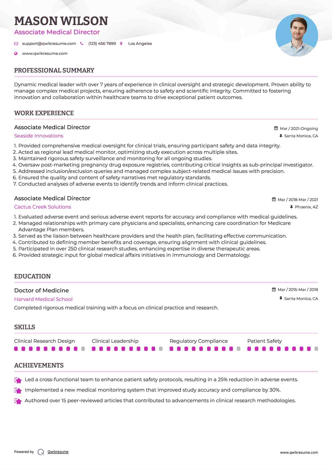 Associate Medical Director Resume Format