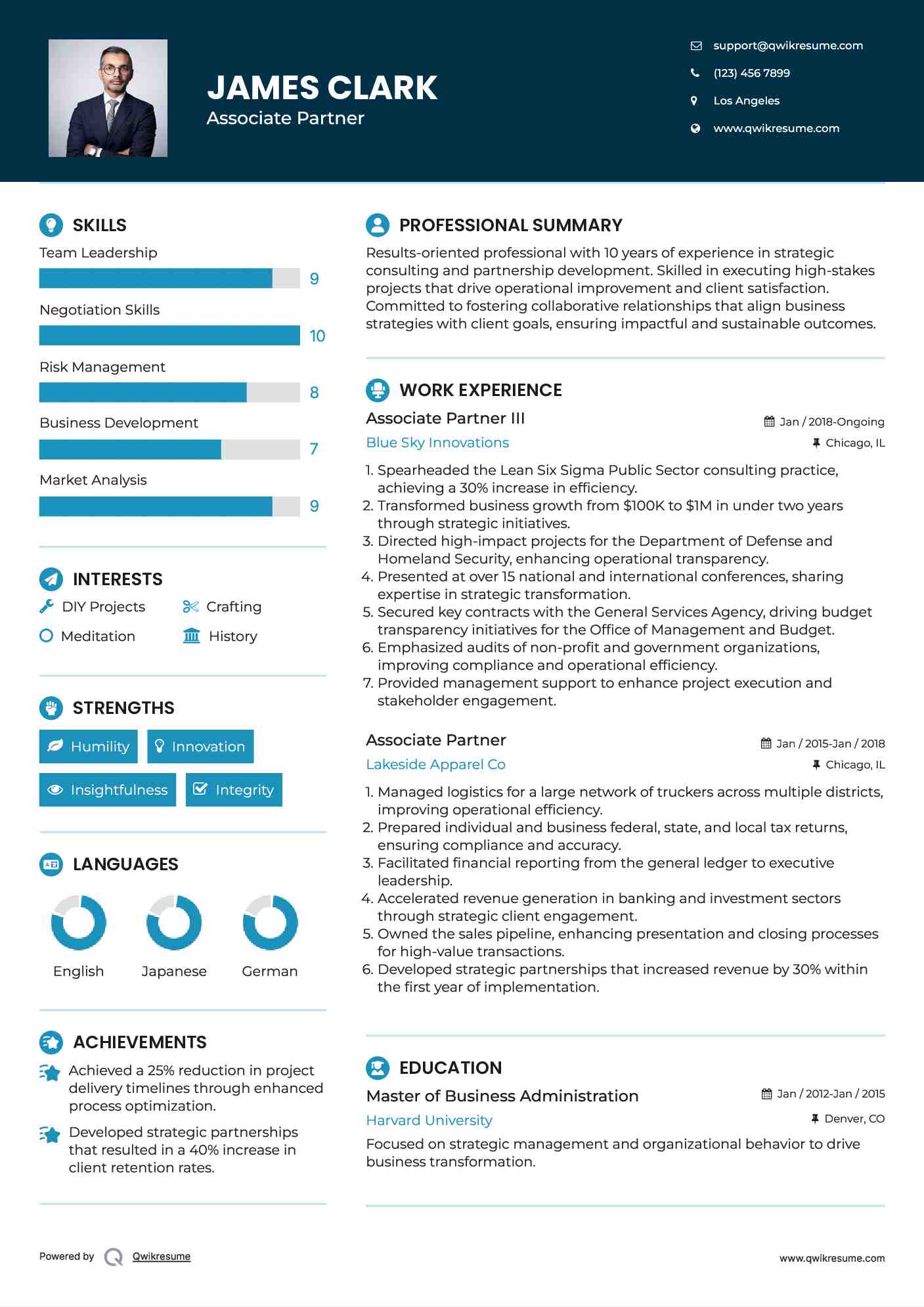 Associate Partner III Resume Model