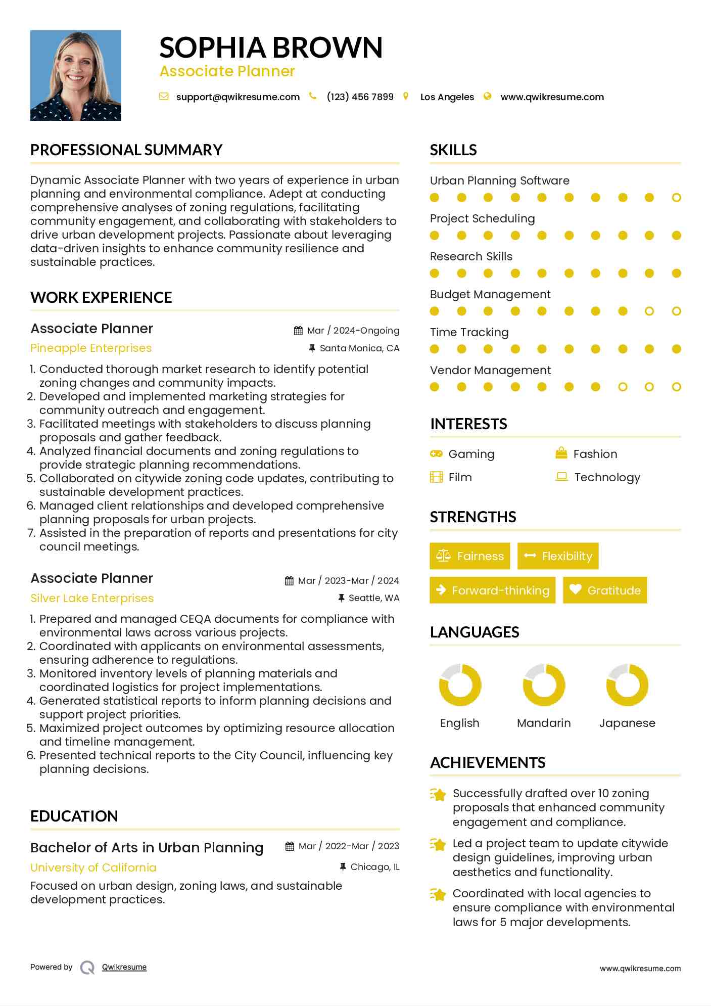 Associate Planner Resume Model