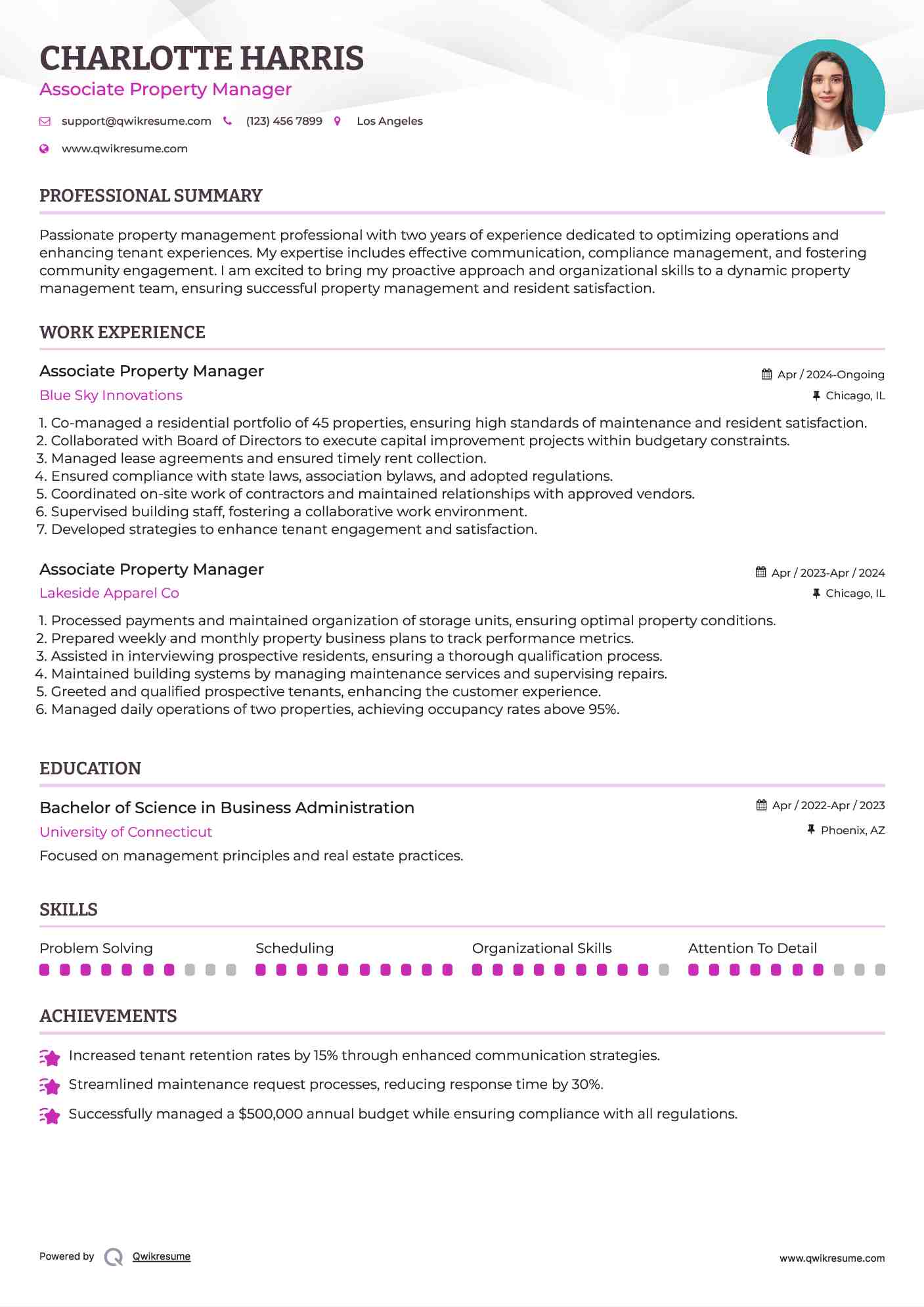 Associate Property Manager Resume Template
