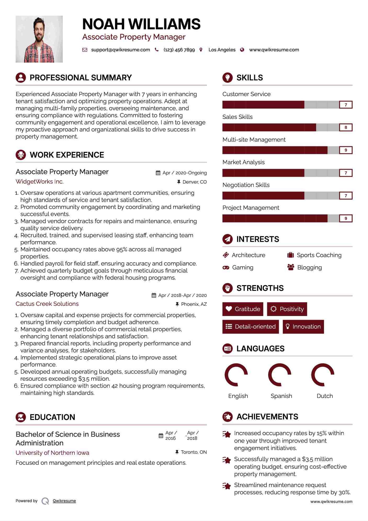 Associate Property Manager Resume Format