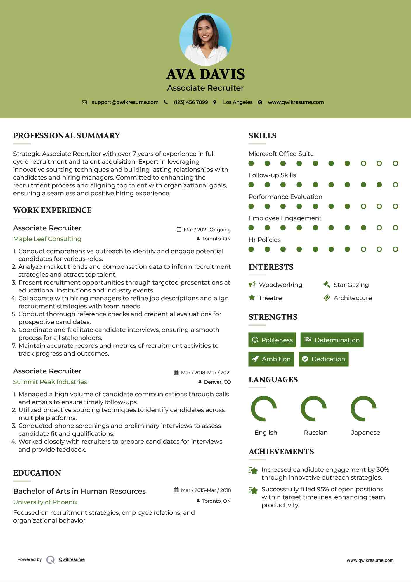 Associate Recruiter Resume Template