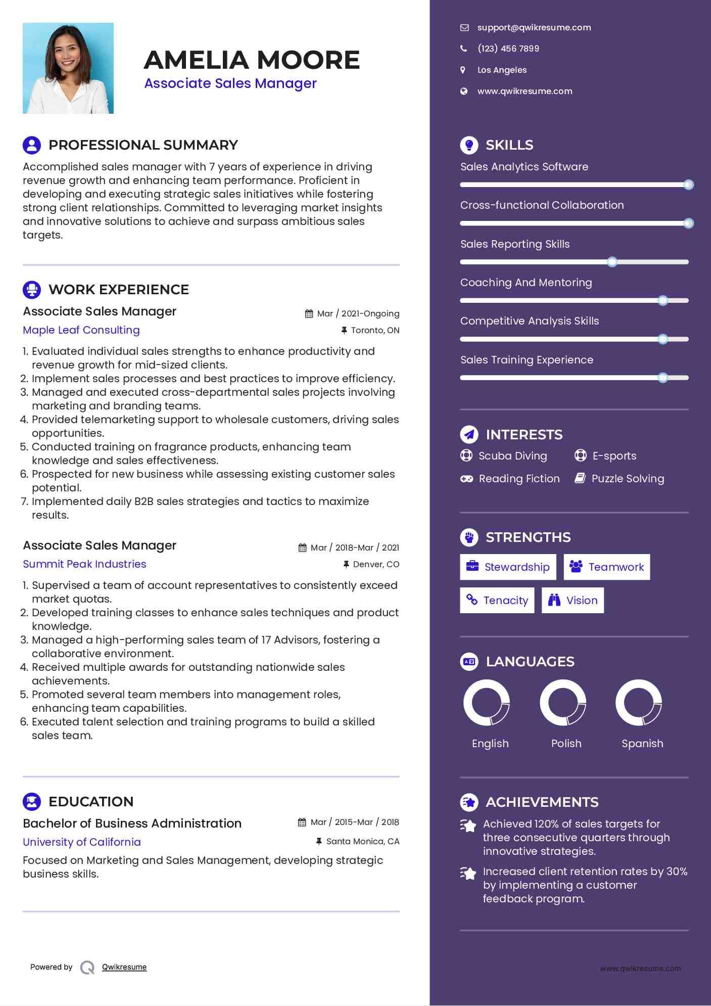 Associate Sales Manager Resume Template