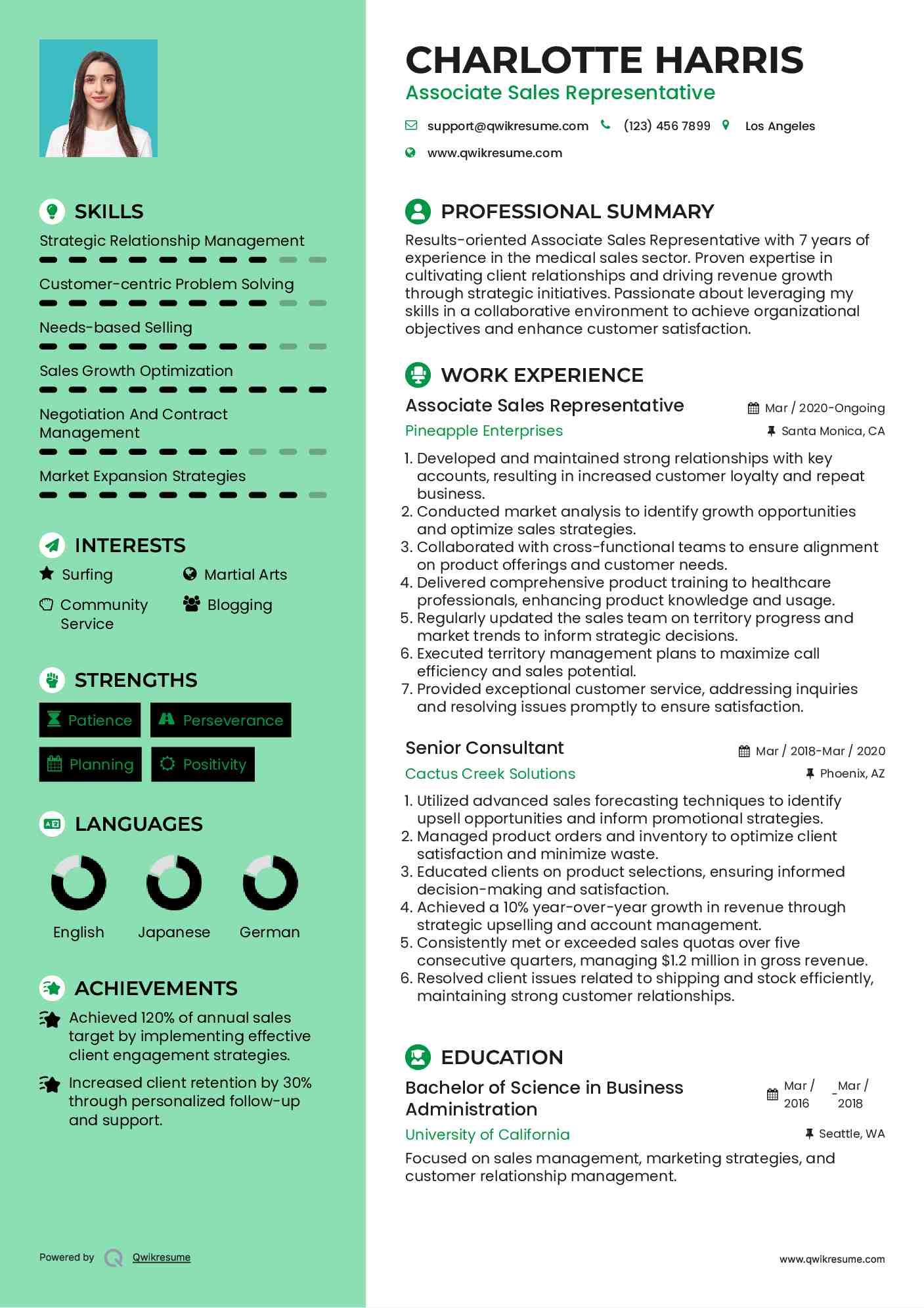 Associate Sales Representative Resume Samples Qwikresume