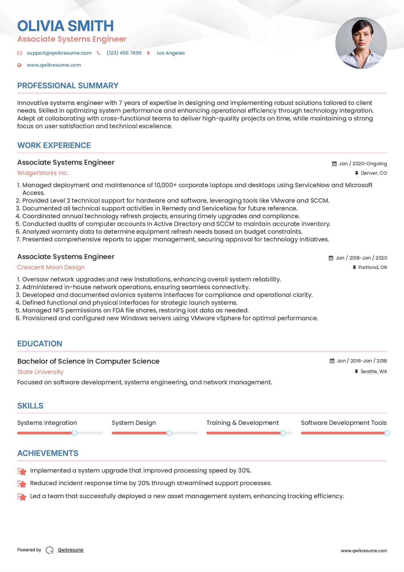 Associate Systems Engineer Resume Template