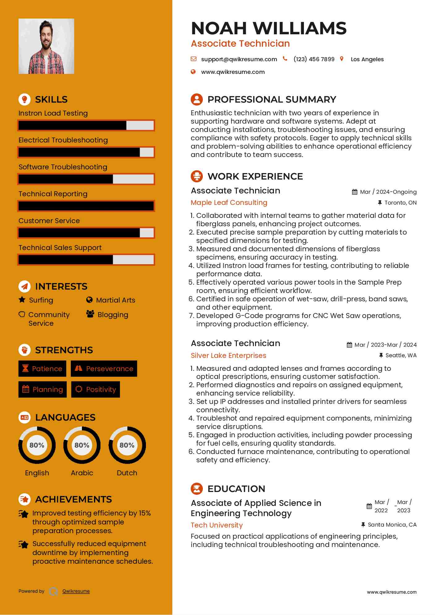 Associate Technician Resume Template