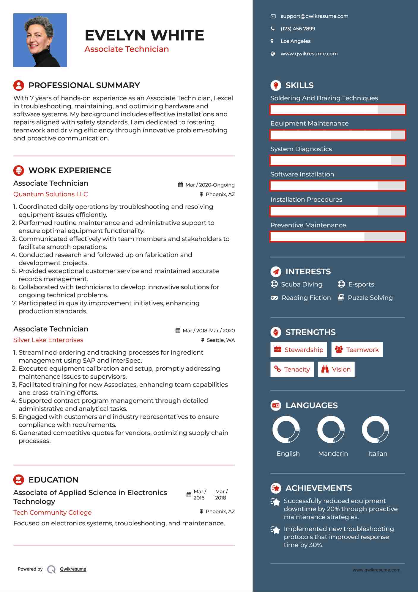 Associate Technician Resume Template