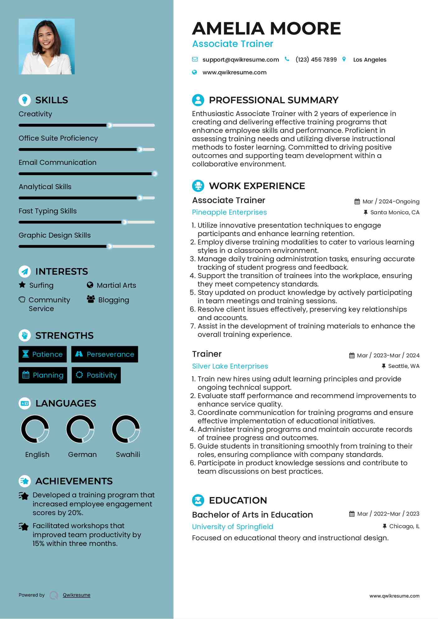 Associate Trainer Resume Model