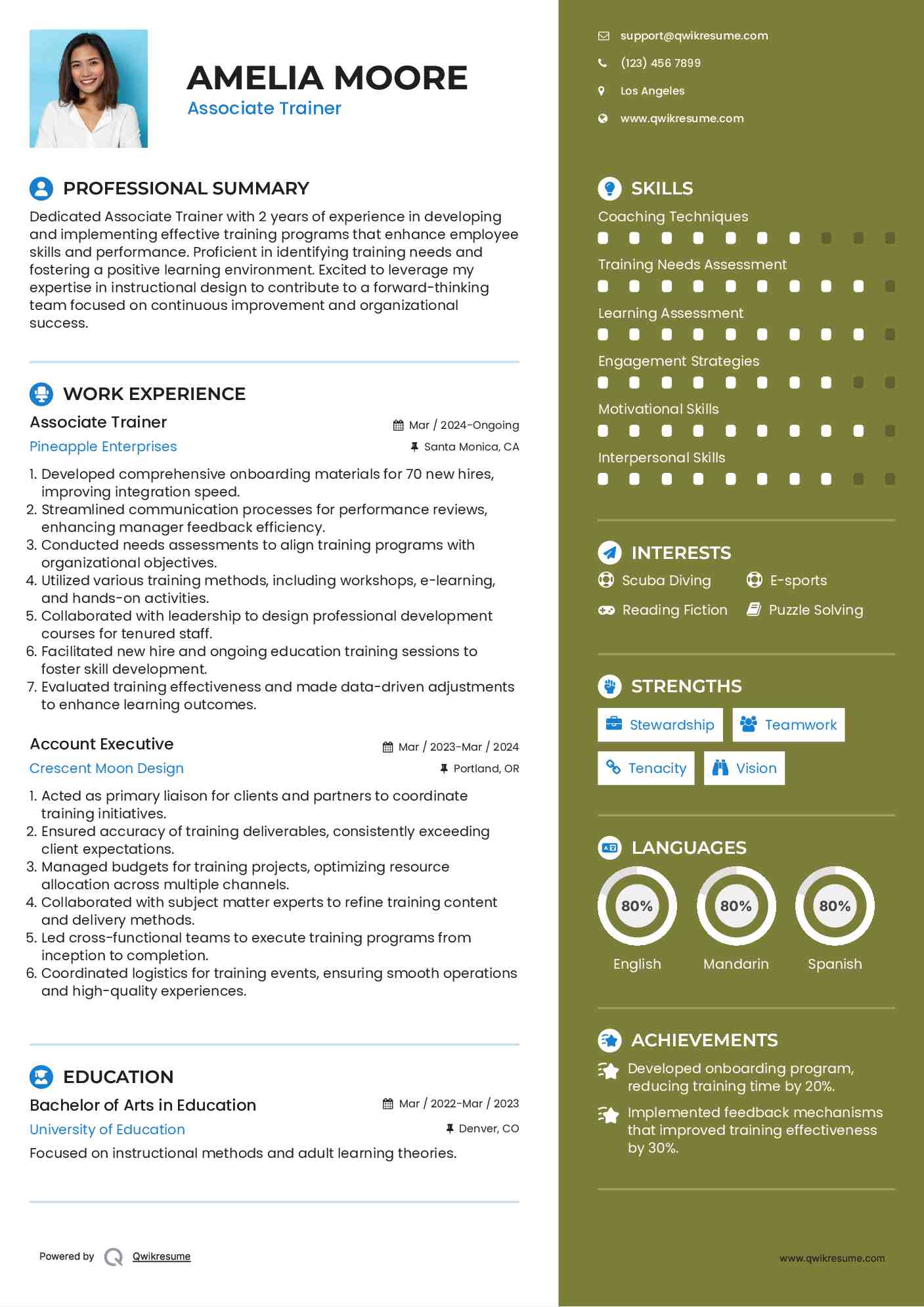 Associate Trainer Resume Template