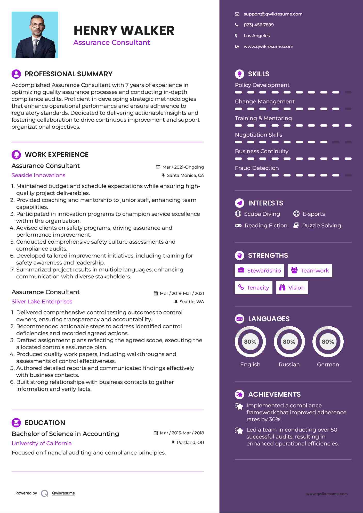 Assurance Consultant Resume Format